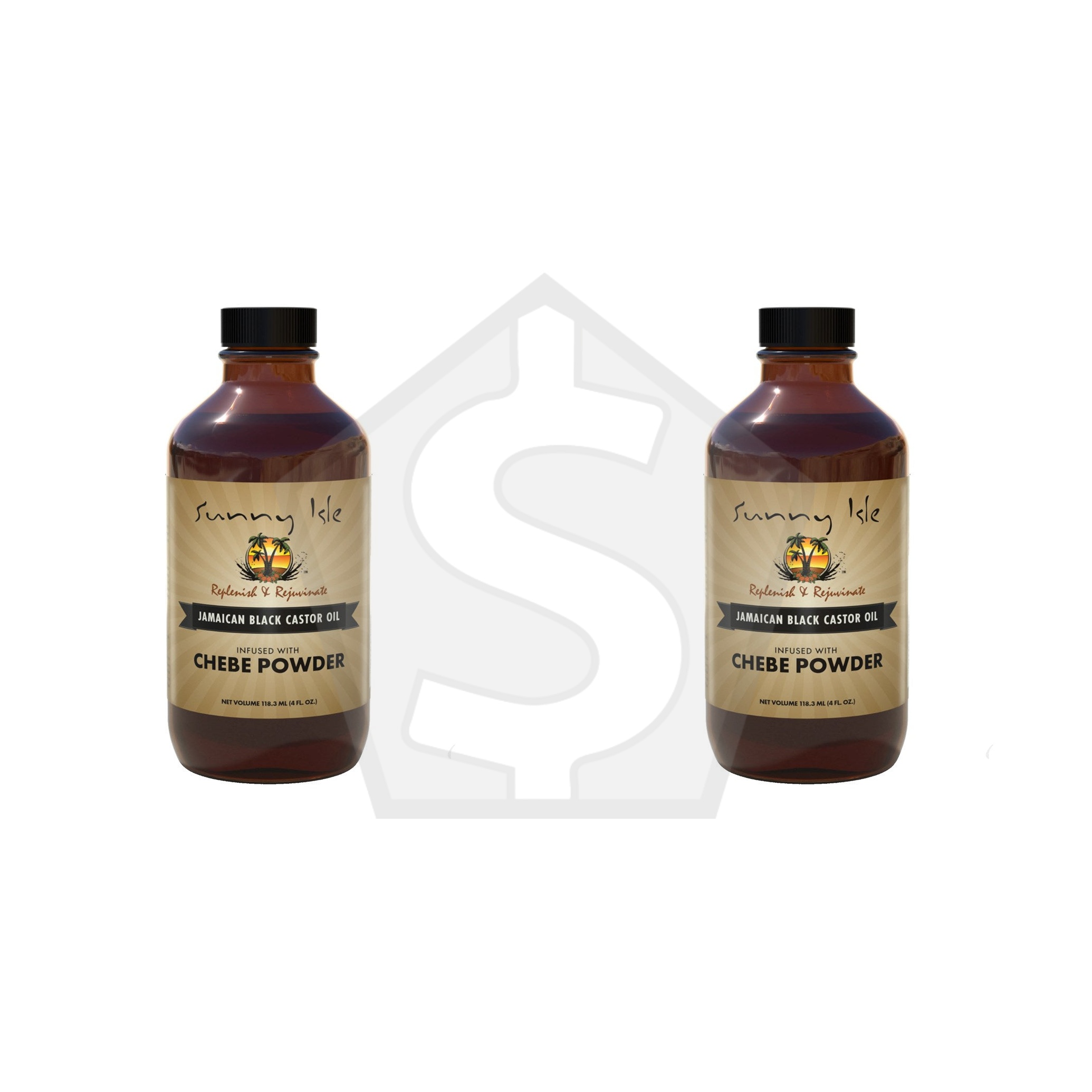 Bundle of 2 - SUNNY ISLE Jamaican Black Castor Oil - 4oz / Chebe Powder