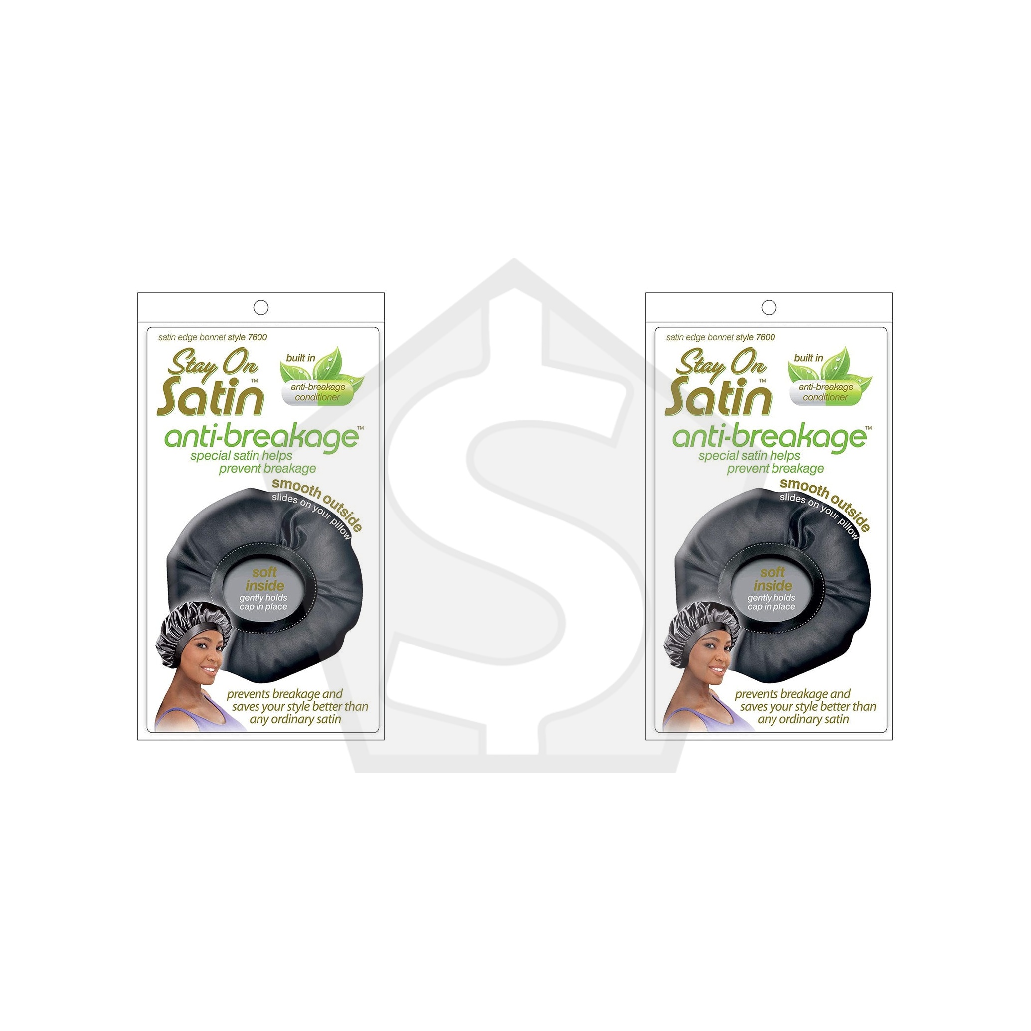 Bundle of 2 - STAY ON SATIN Anti breakage Satin Edge Bonnet - Black