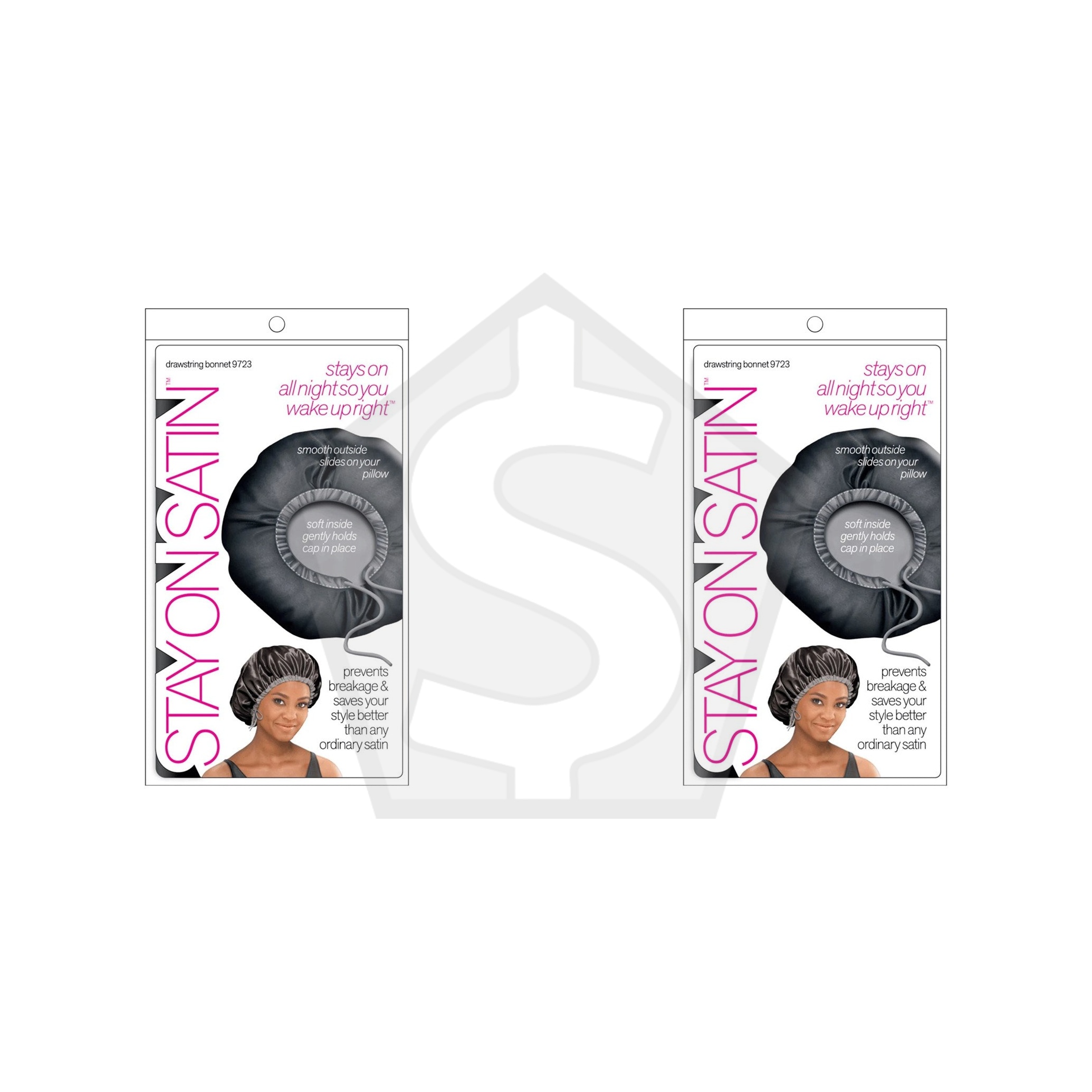 Bundle of 2 - STAY ON SATIN Drawstring Bonnet - Black