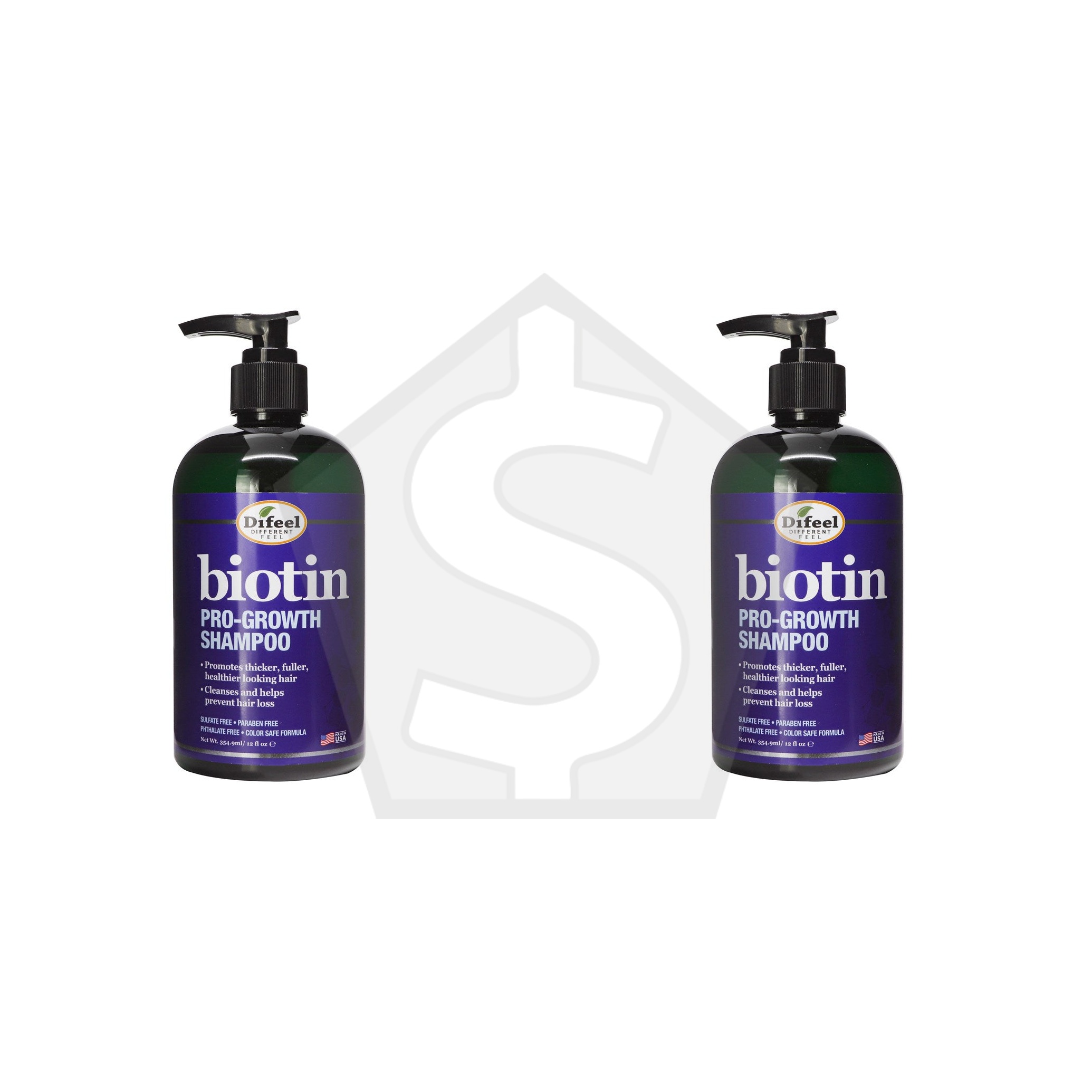 Difeel(Sunflower) Biotin Pro-Growth Shampoo - 12oz - Pack of 2
