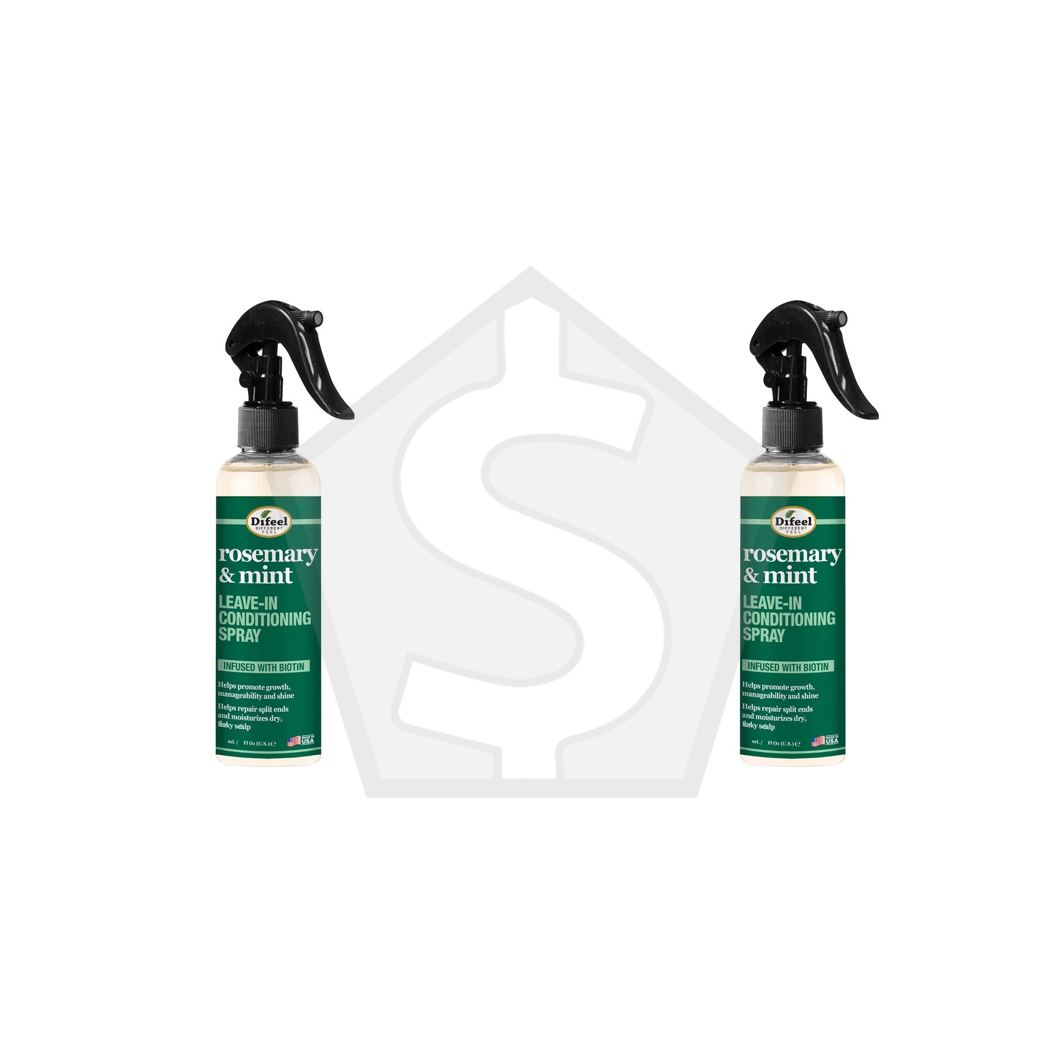 Bundle of 2 - Difeel(Sunflower)  Rosemary Mint Strengthening Leave In Spray - 8oz (Bonus of 6oz)