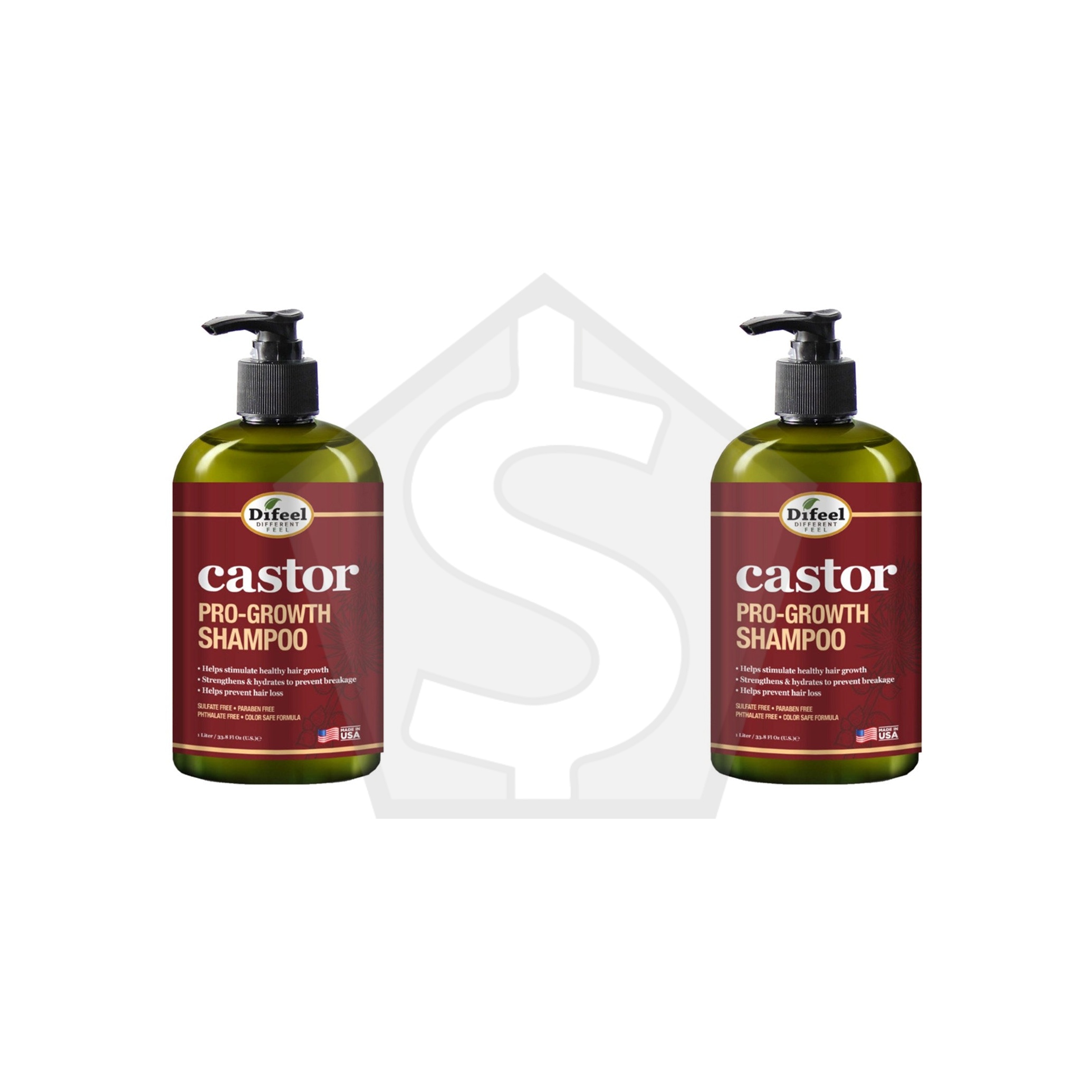 Bundle of 2 - Difeel(Sunflower)  Castor Pro-Growth Shampoo (12oz)