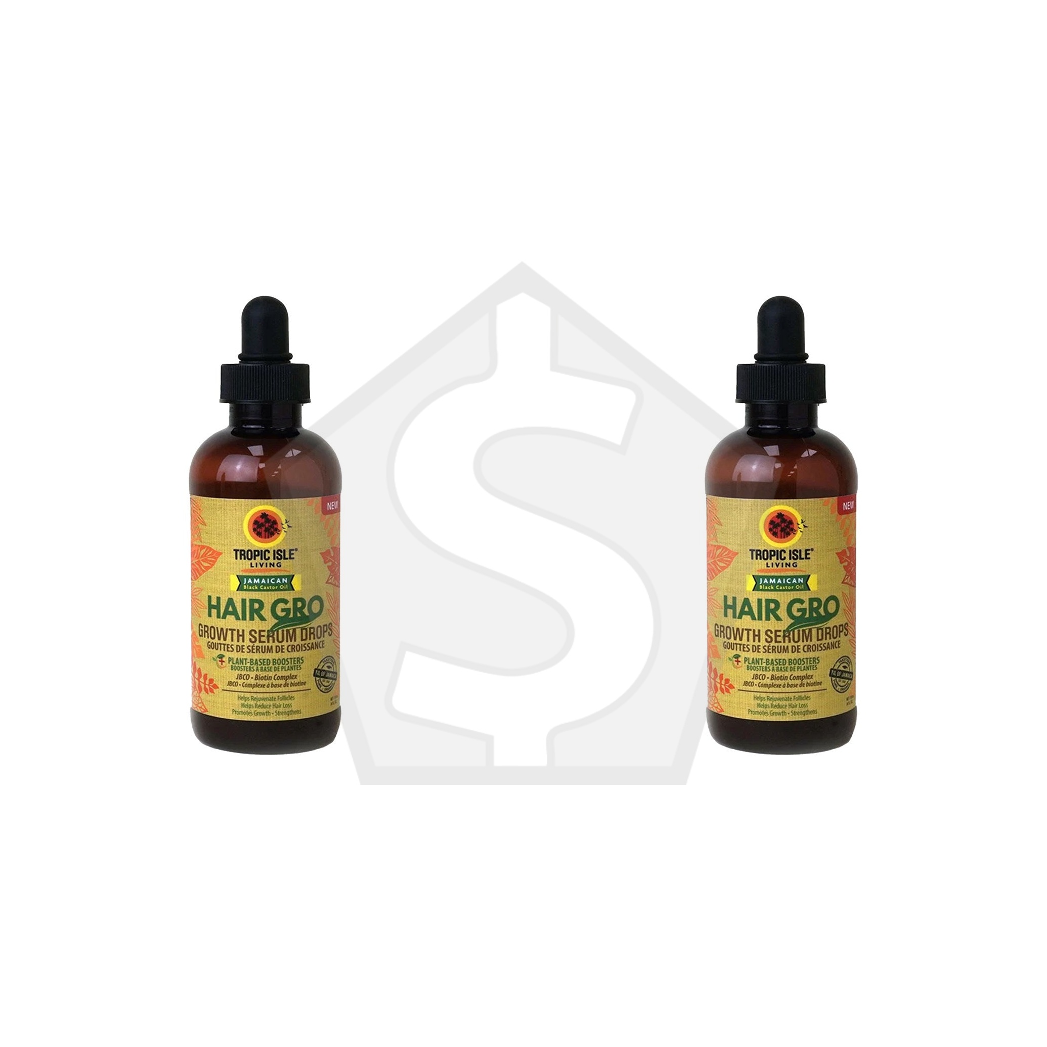 TROPIC ISLE LIVING Jamaican Black Castor Hair Gro Serum Drops (4oz) - Pack of 2