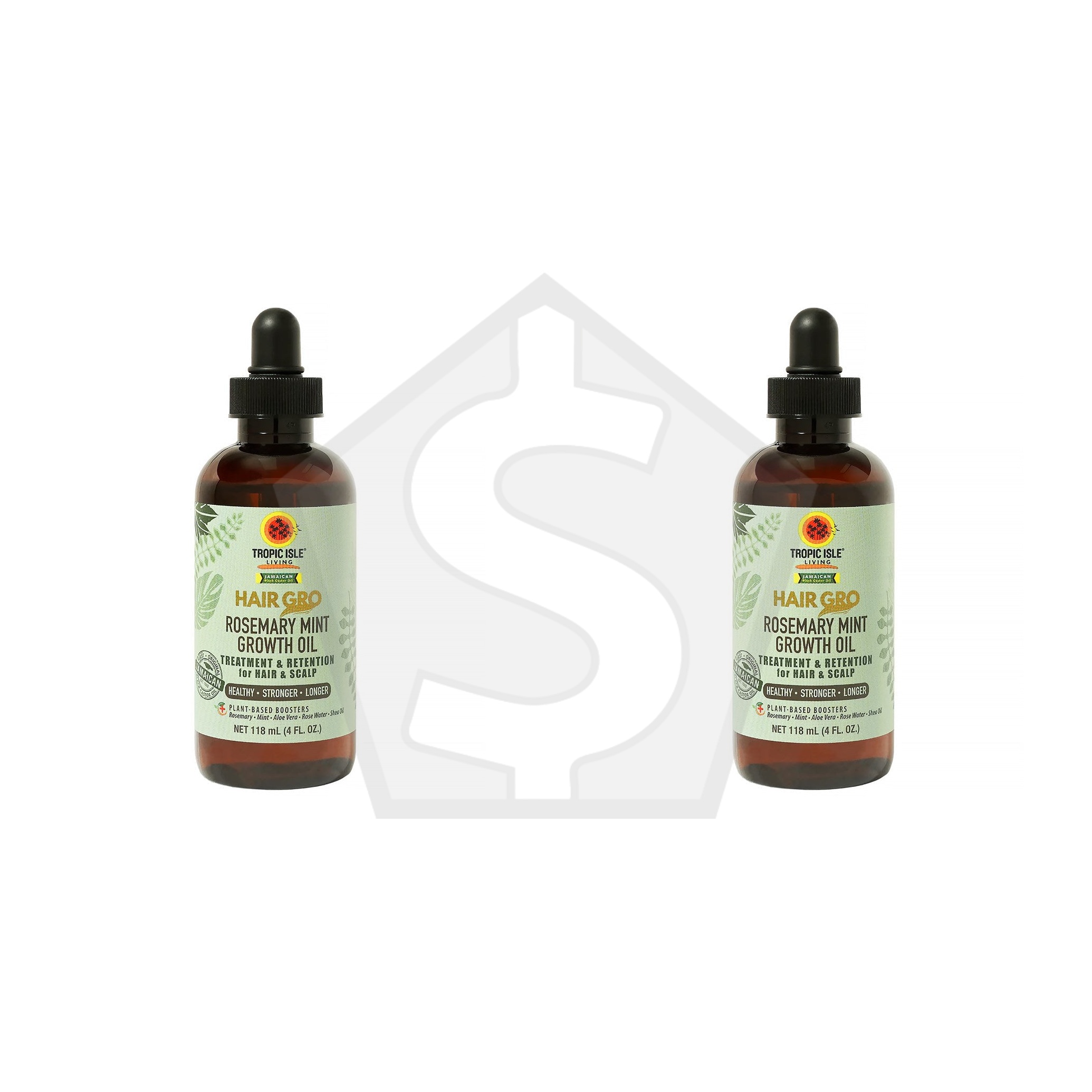 TROPIC ISLE LIVING Jamaican Black Castor Oil Hair Gro Rosemary Mint Growth Oil (4oz) - Pack of 2