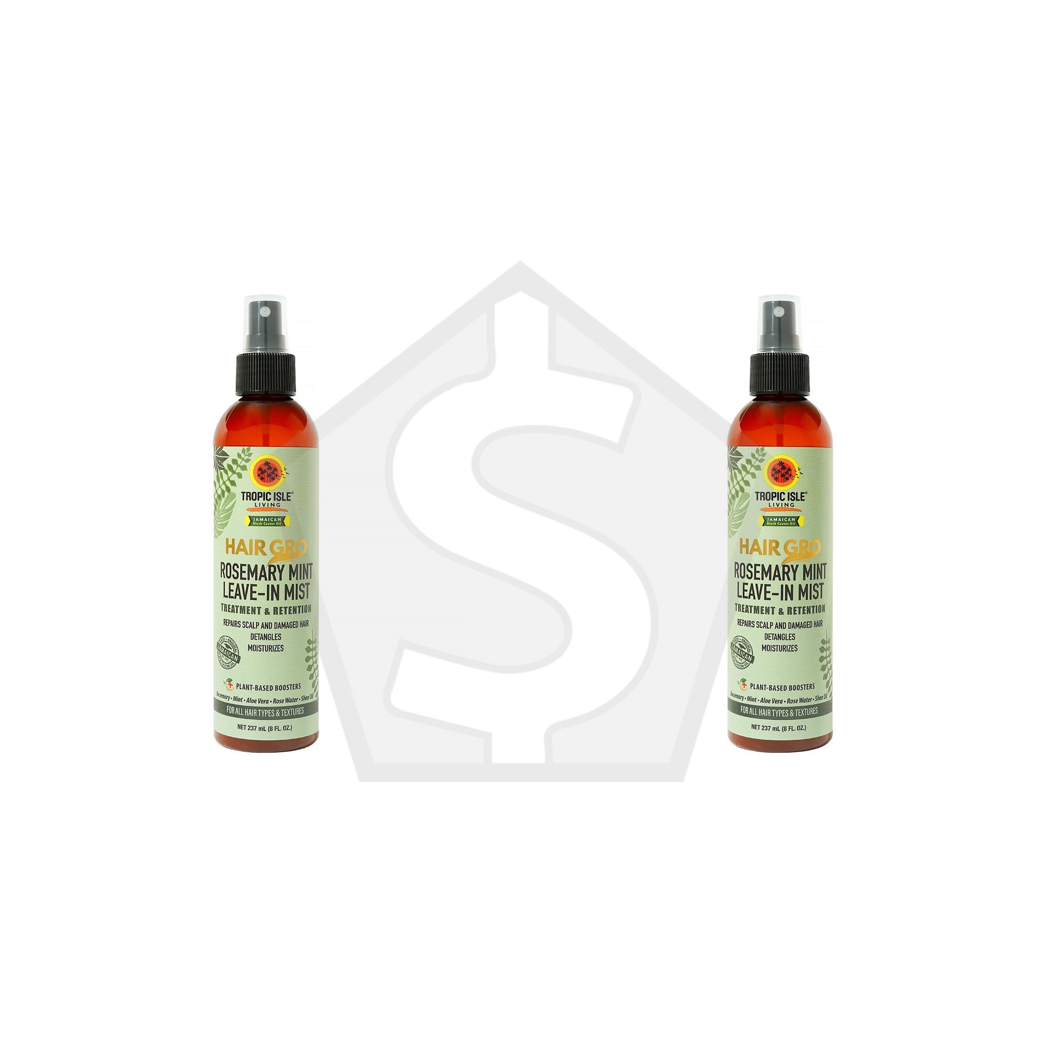 TROPIC ISLE LIVING Jamaican Black Castor Oil Hair Gro Rosemary Mint Leave-In Mist (8oz) - Pack of 2