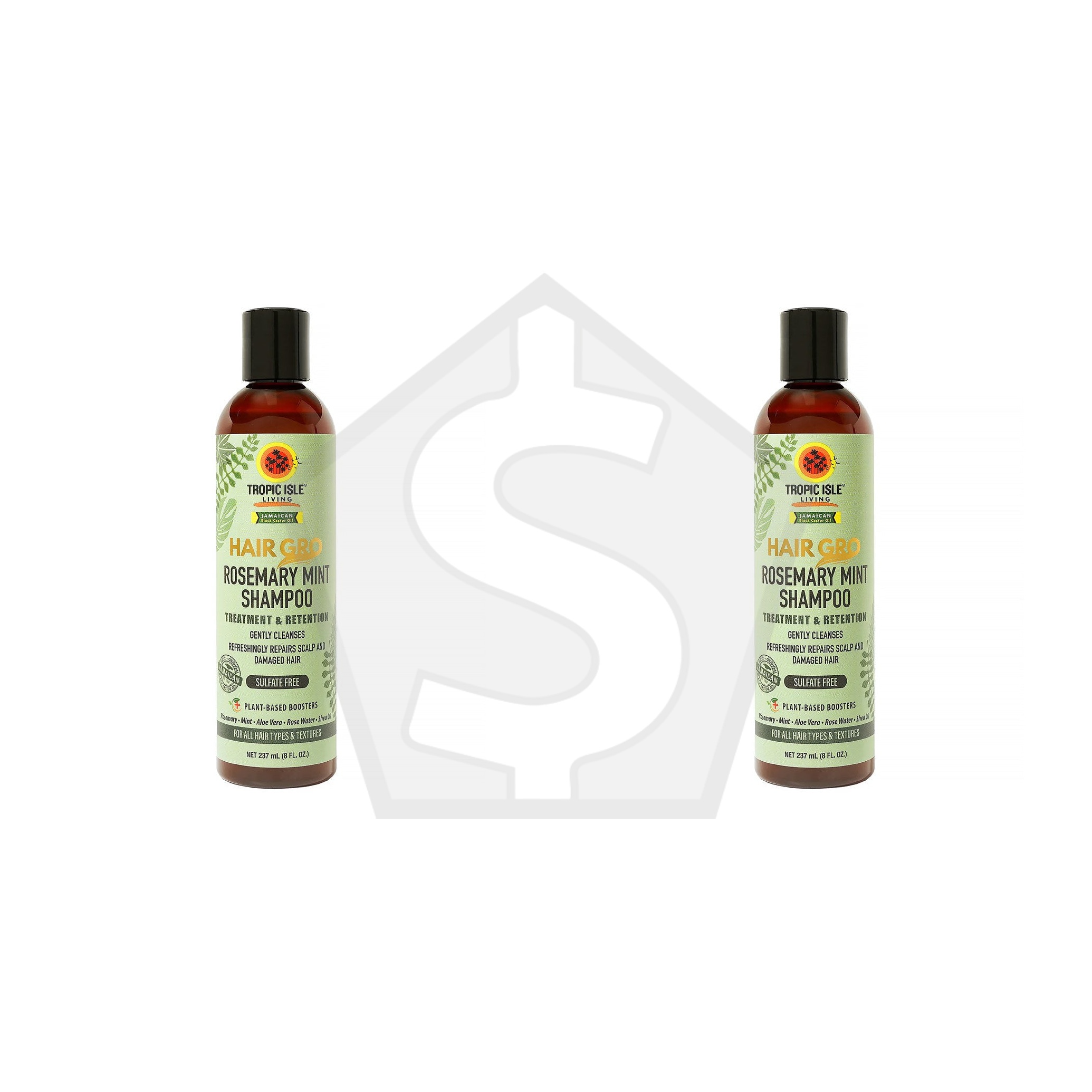 TROPIC ISLE LIVING Jamaican Black Castor Oil Hair Gro Rosemary Mint Cleansing Moisturizing Shampoo (8oz) - Pack of 2
