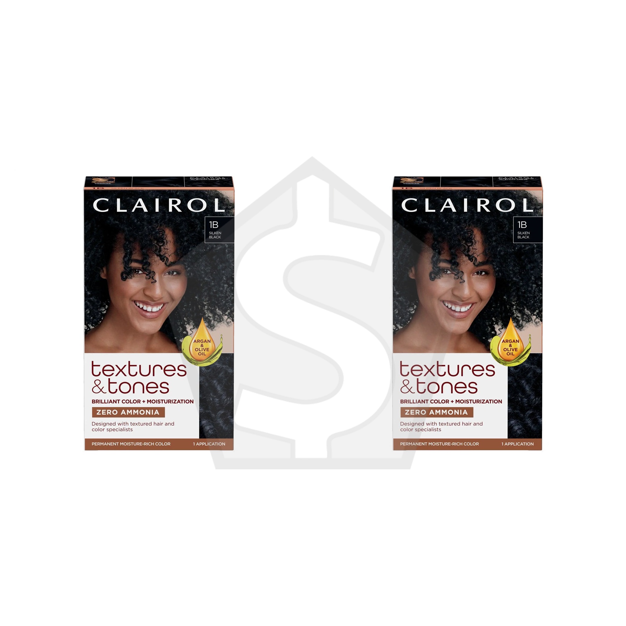 TEXTURES & TONES Permanent Moisture Rich Hair Color Kit - 1B Silken Black - Pack of 2