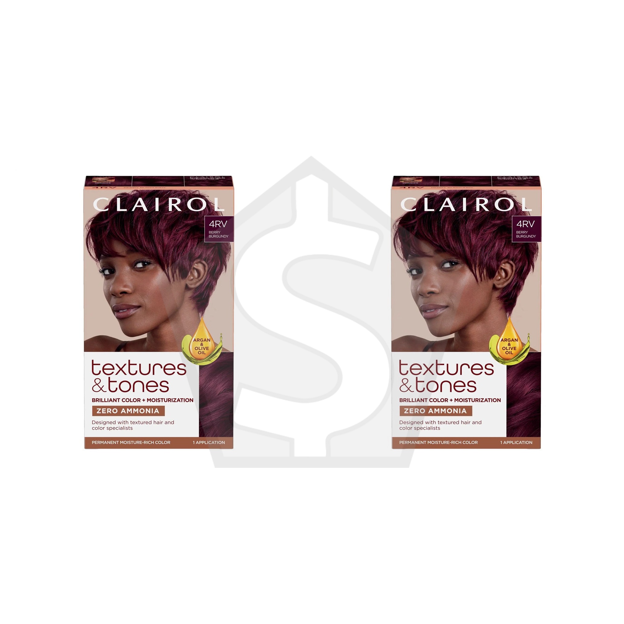 TEXTURES & TONES Permanent Moisture Rich Hair Color Kit - 4RV Berry Burgundy - Pack of 2