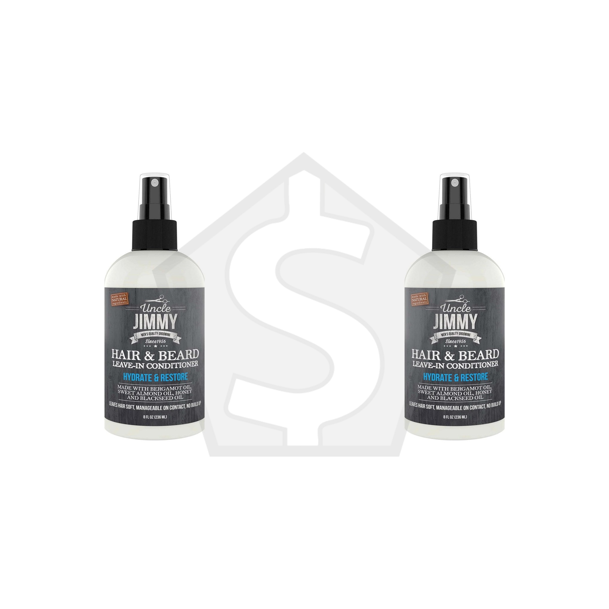 UNCLE JIMMY Hair & Beard Leave-In Conditioner (8oz) - Pack of 2