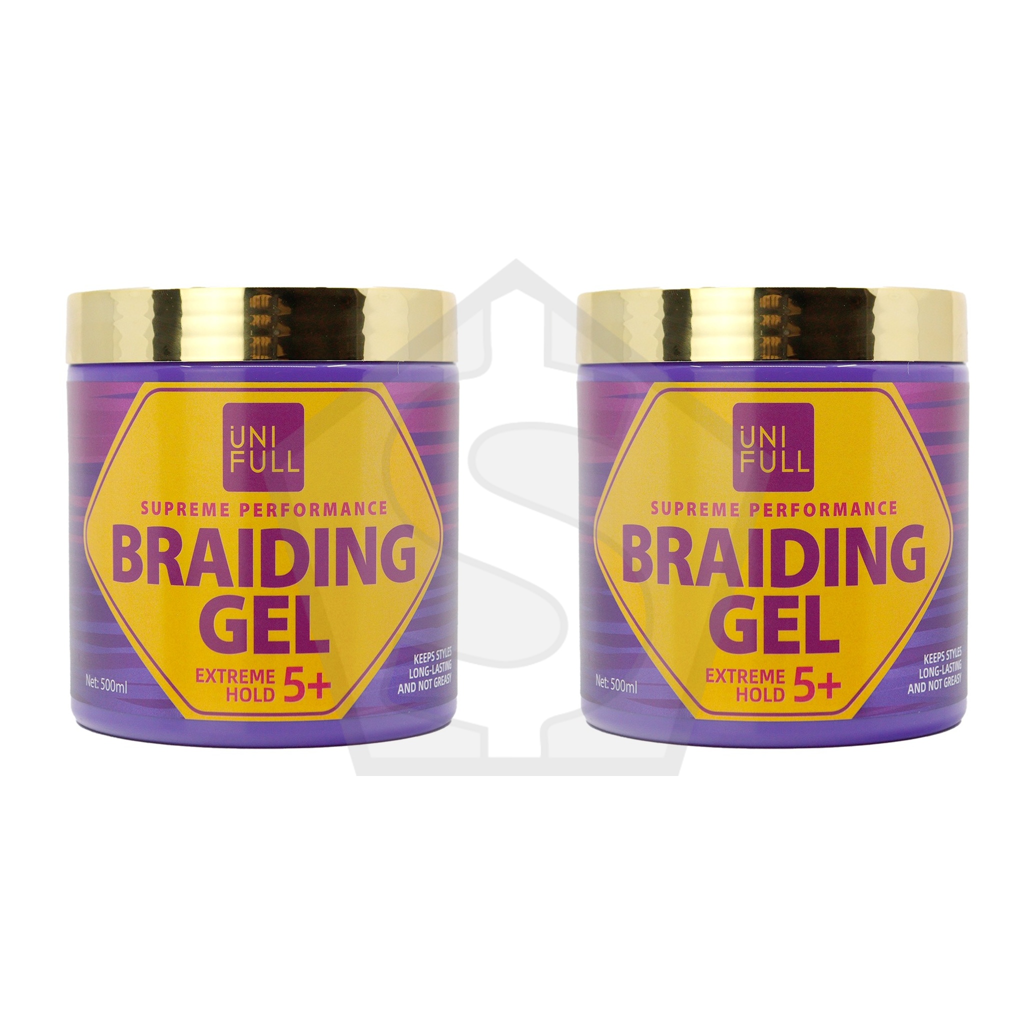 UNI FULL Braiding Gel - Extreme Hold 5 + / 500ml - Pack of 2