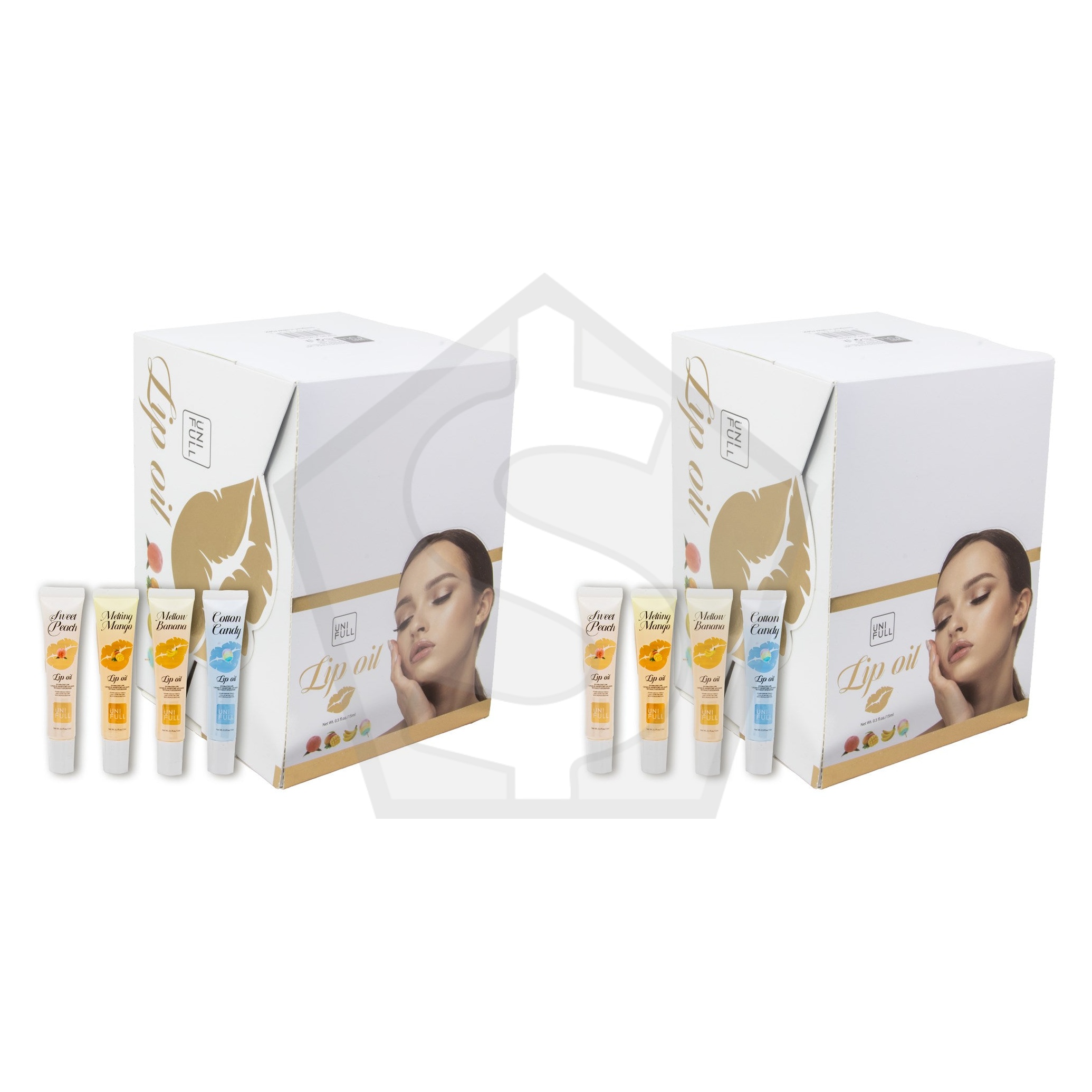 UNI FULL Lip Oil White Set (15ml, 4 Flavors X 6 Each) - Pack of 2