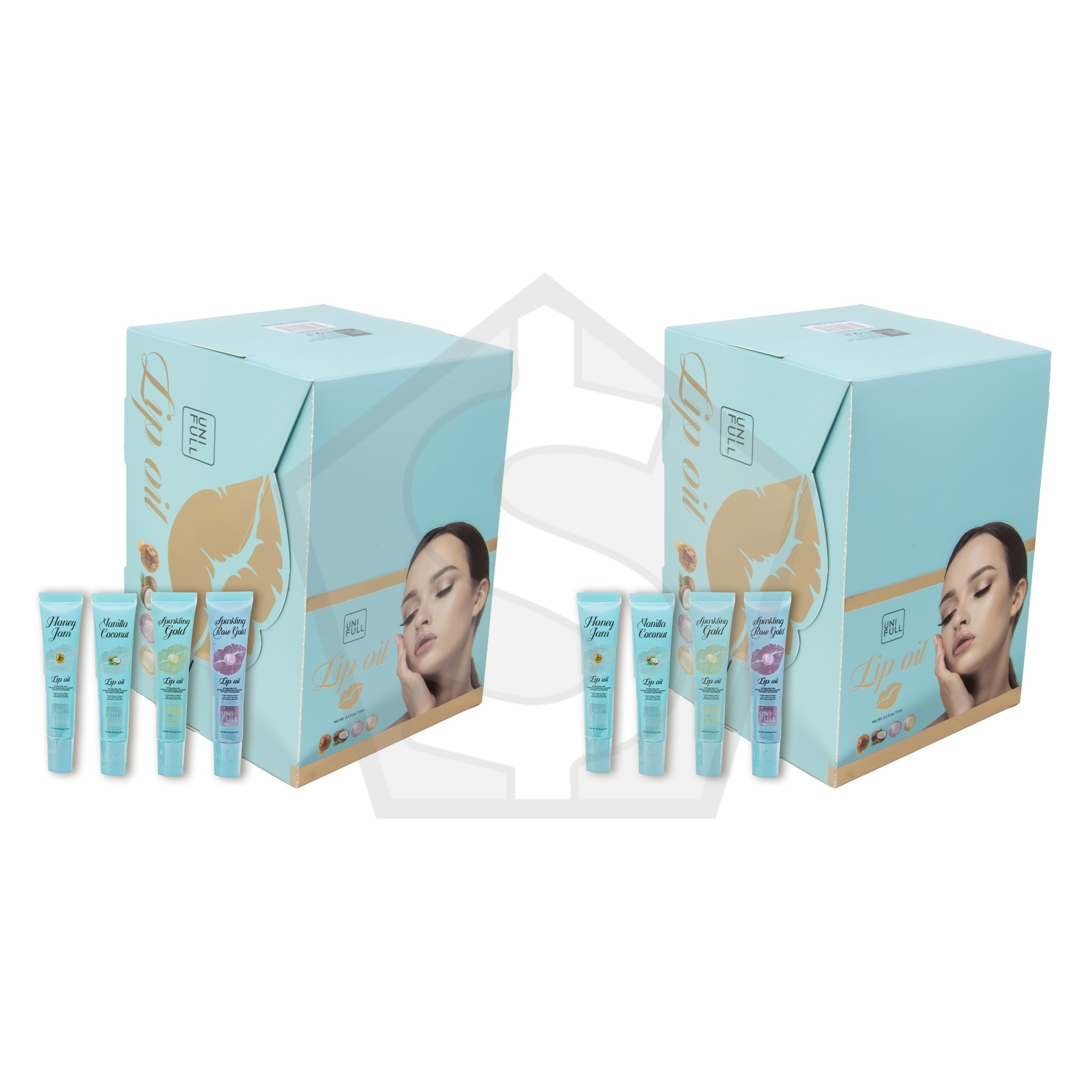 UNI FULL Lip Oil Mint Set (15ml, 4 Flavors X  6 Each) - Pack of 2