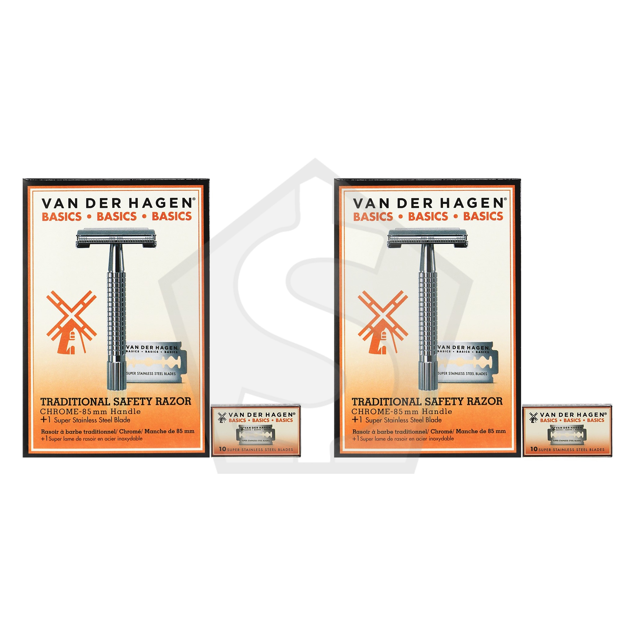 Bundle of 2 - VAN DER HAGEN Chrome Safety Razor - Basics