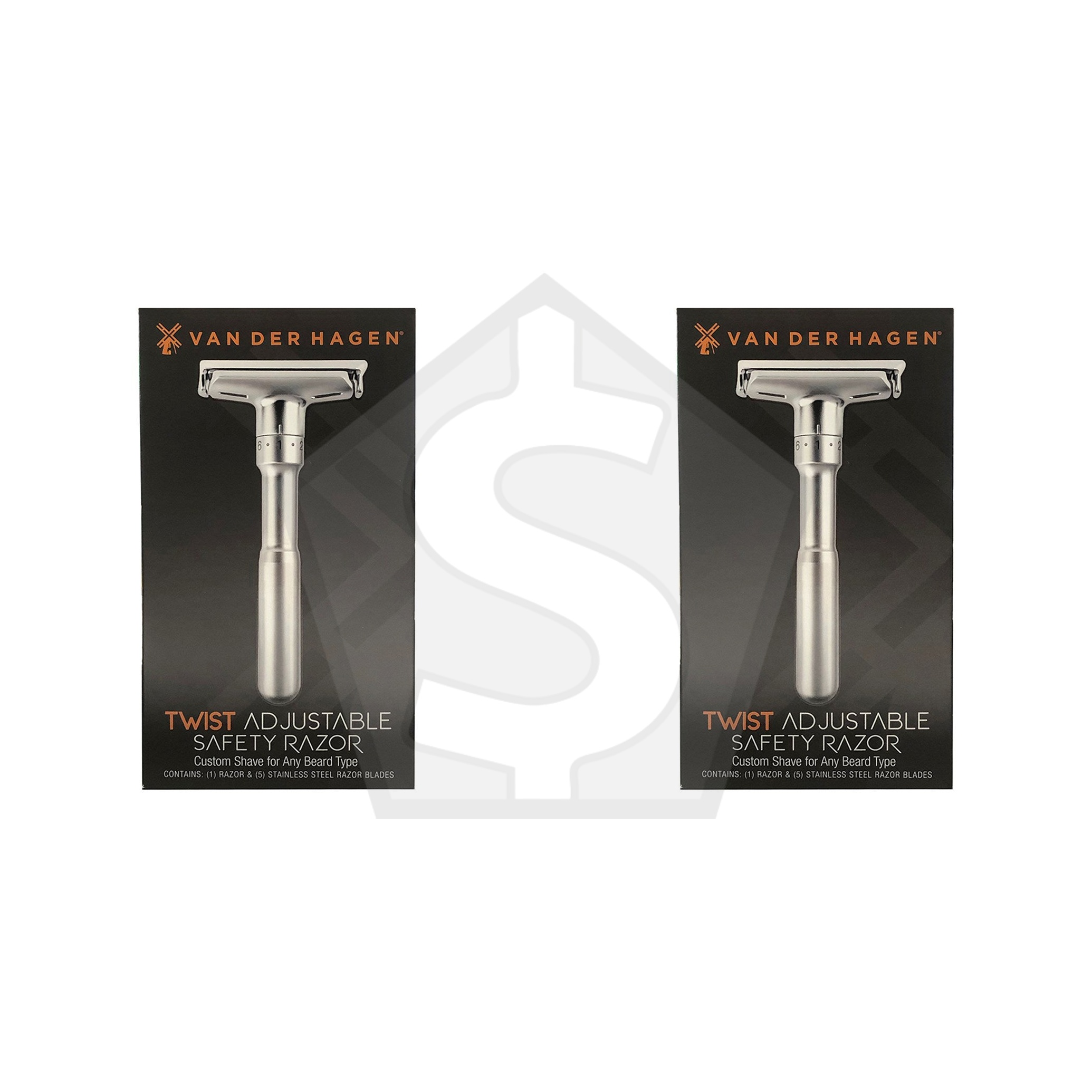 VAN DER HAGEN TWIST Adjustable Safety Razor - Pack of 2