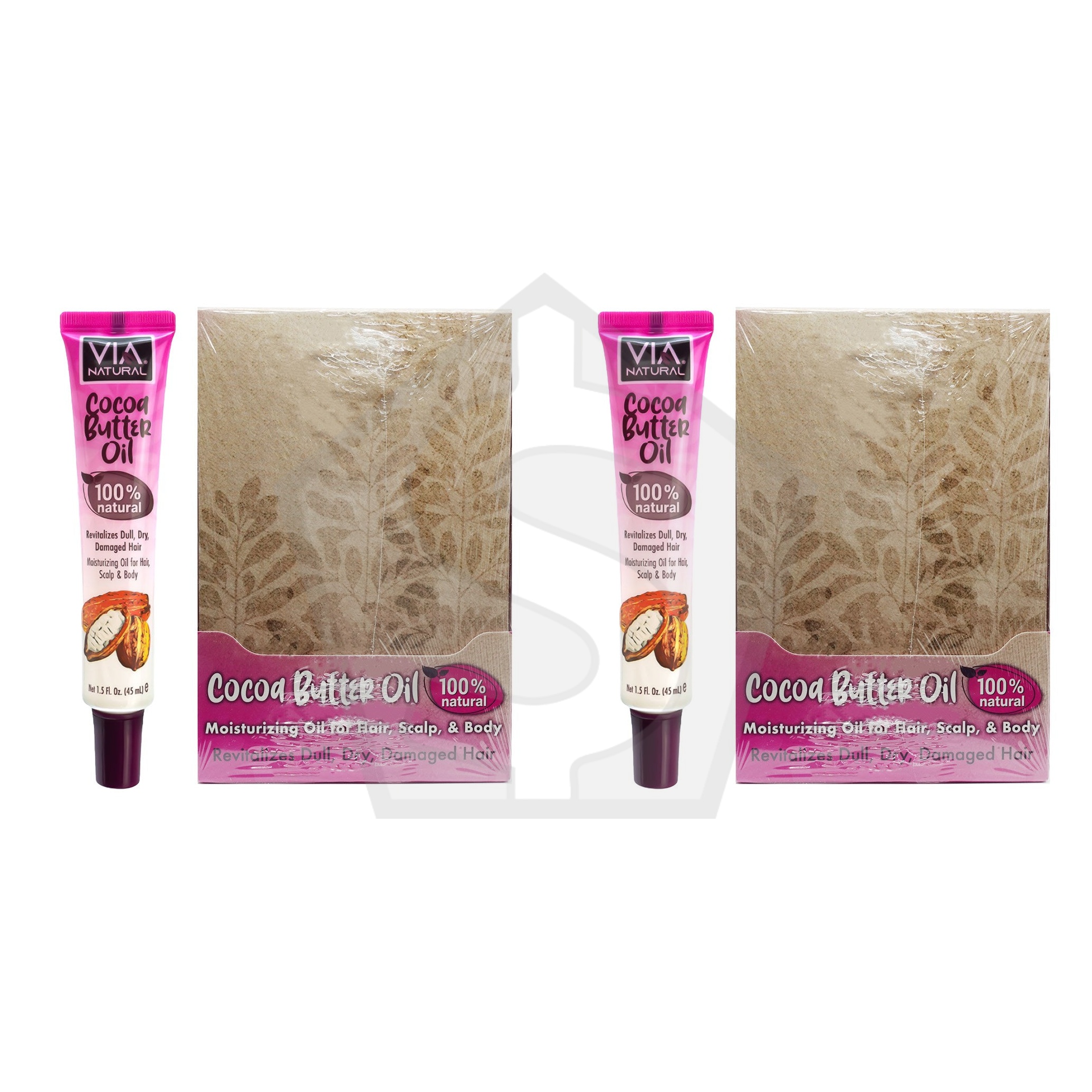 VIA NATURAL Cocoa Butter Oil Treatment Tube (1.5oz) - Pack of 2