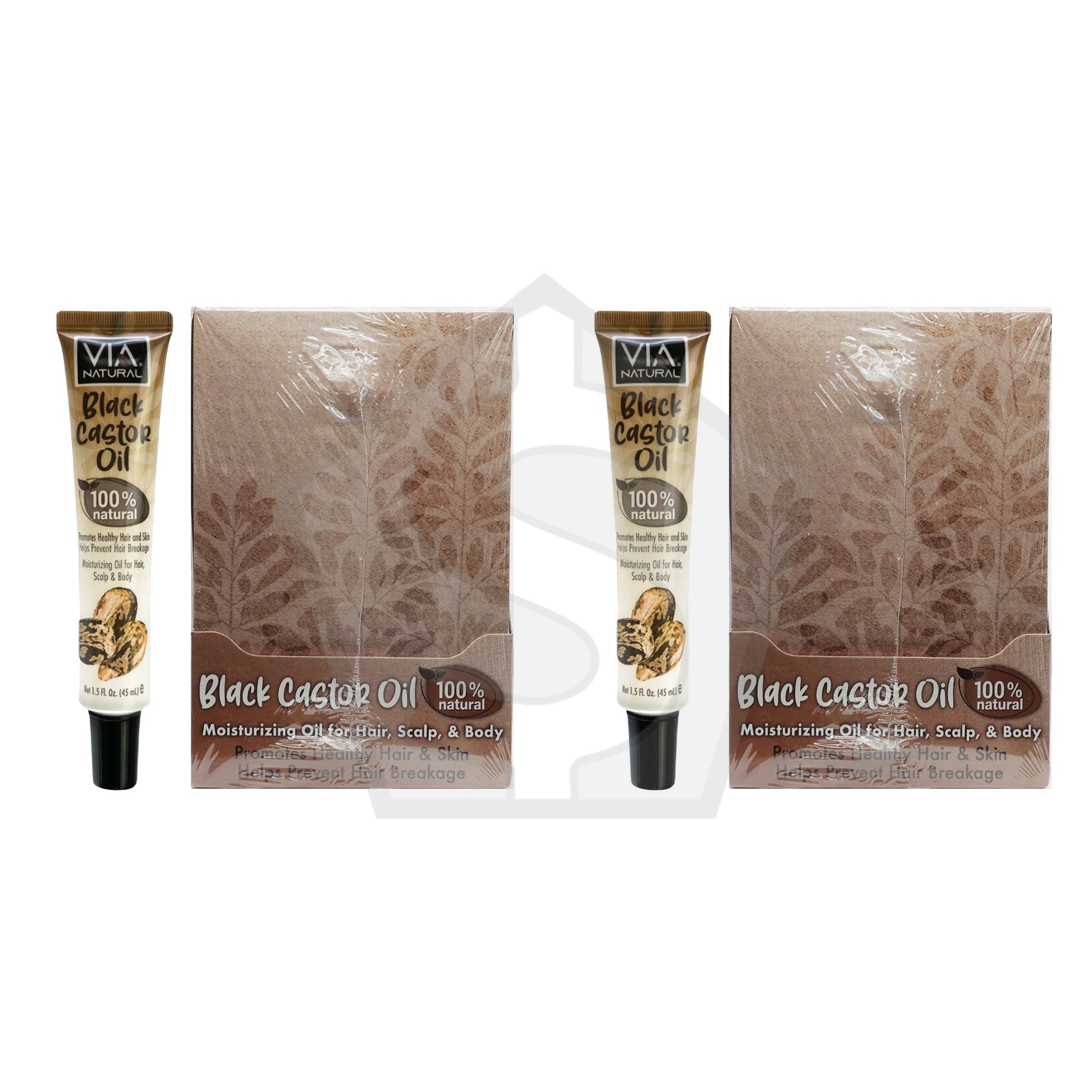 VIA NATURAL Black Castor Oil Treatment Tube (1.5oz) - Pack of 2