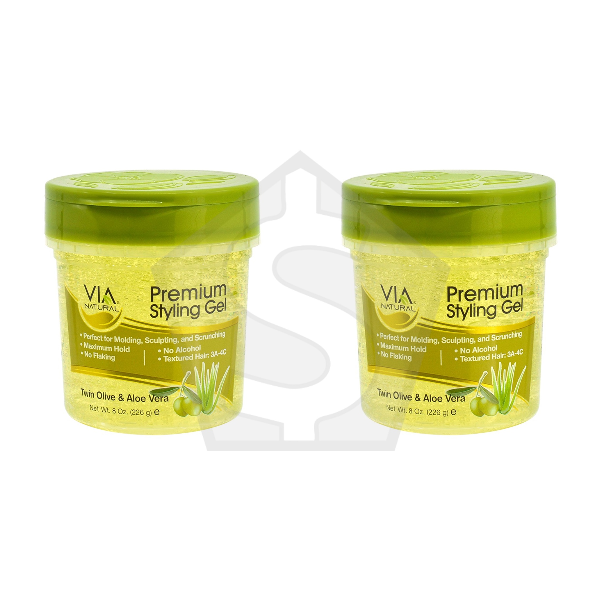 VIA NATURAL Premium Styling Gel - 8oz / Olive and Aloe Vera - Pack of 2