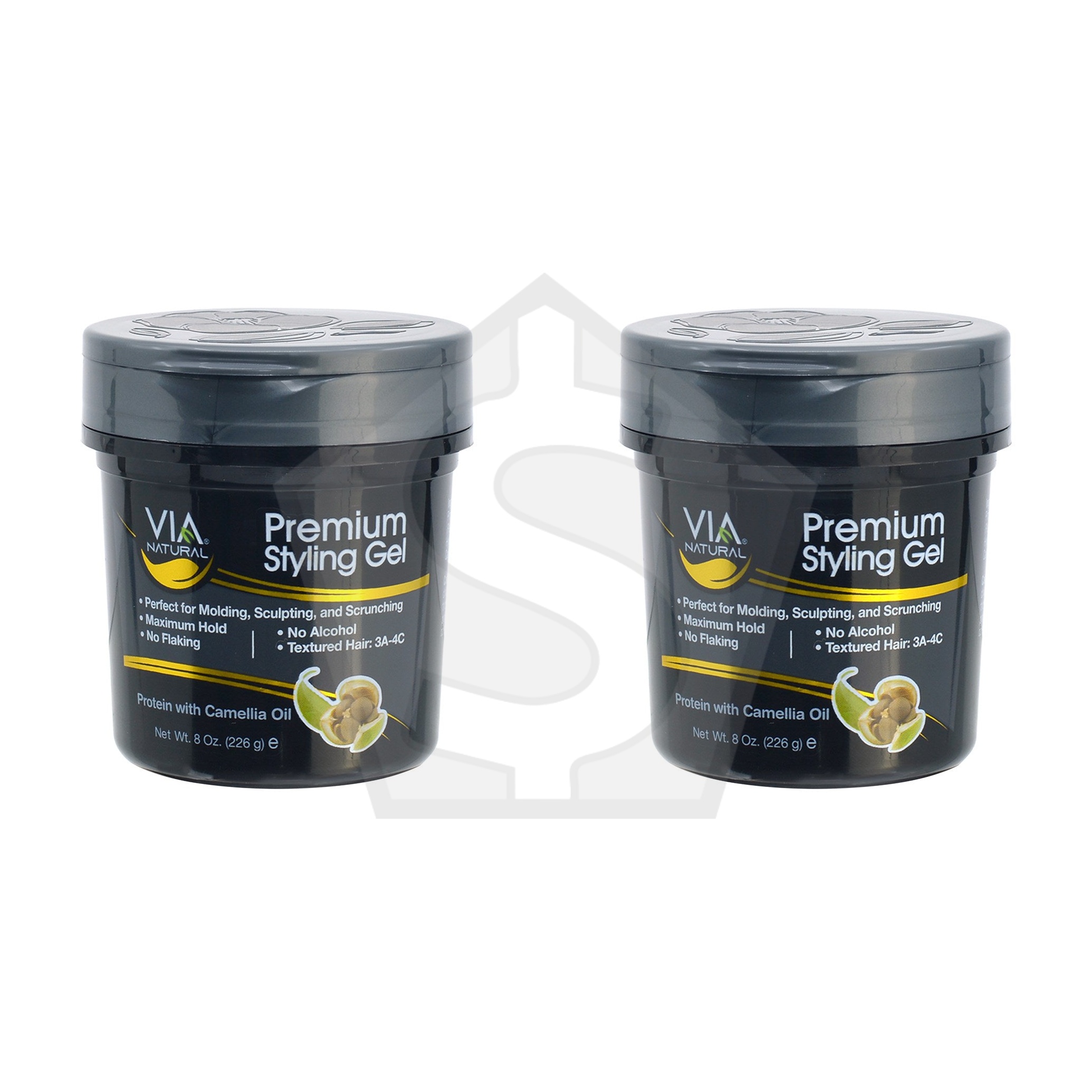 VIA NATURAL Premium Styling Gel - 8oz / Protein and Camellia - Pack of 2