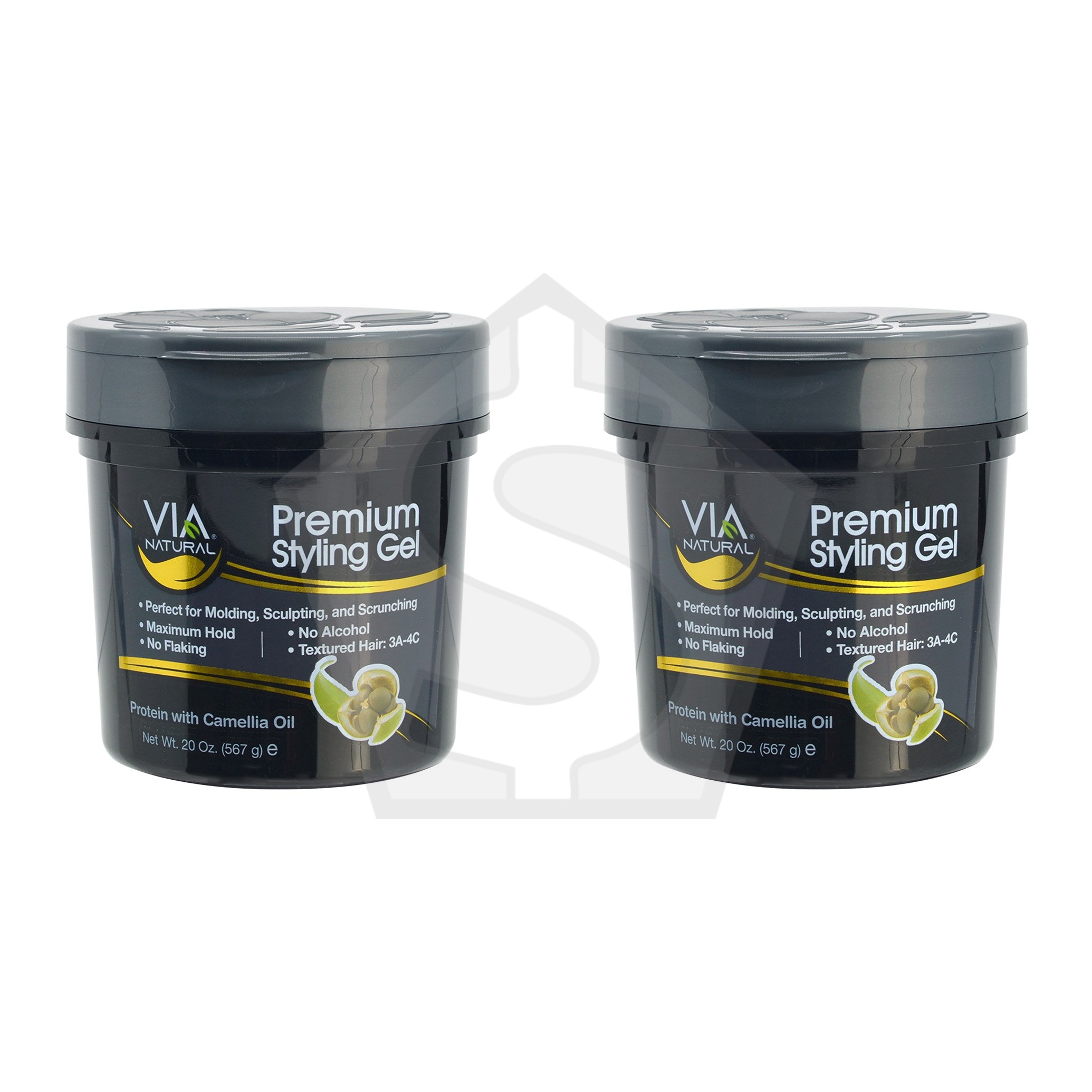VIA NATURAL Premium Styling Gel - 20oz / Protein and Camellia - Pack of 2