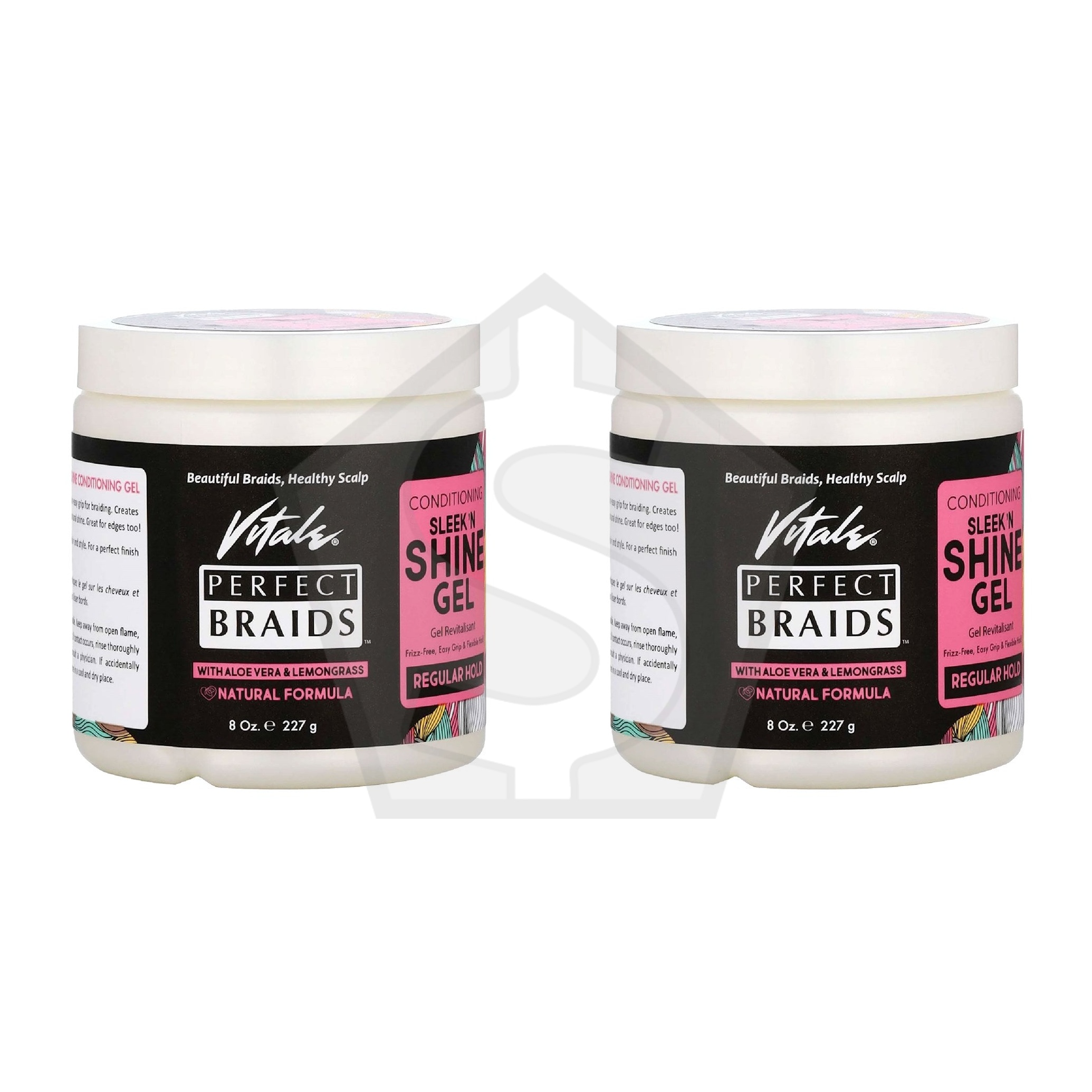 VITALE PERFECT BRAIDS Conditioning Sleek Shine Gel [Regular Hold] (8oz) - Pack of 2