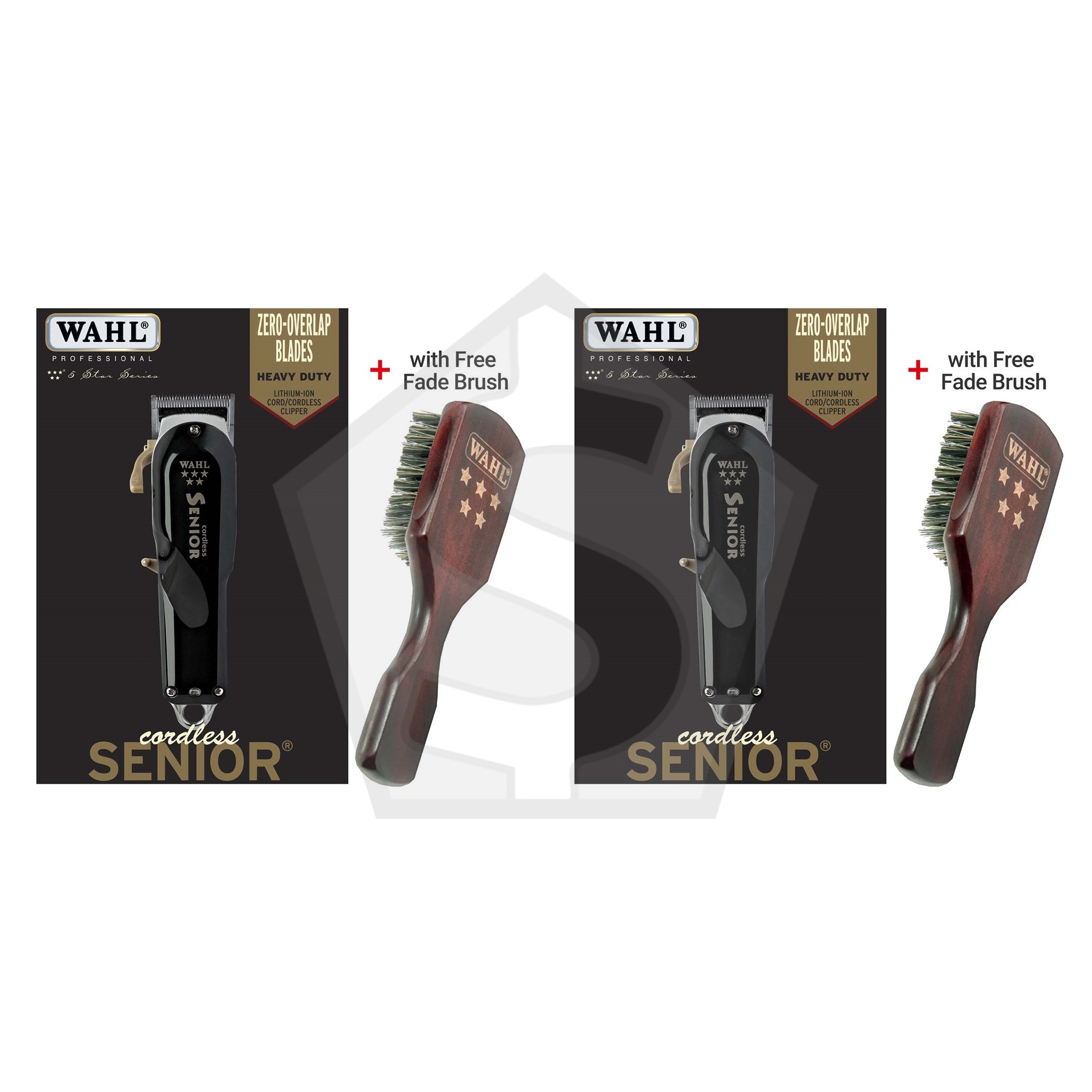 WAHL 5 Star Lithium Cordless Senior Clipper - with Free Fade Brush [Limited Edition] - Pack of 2
