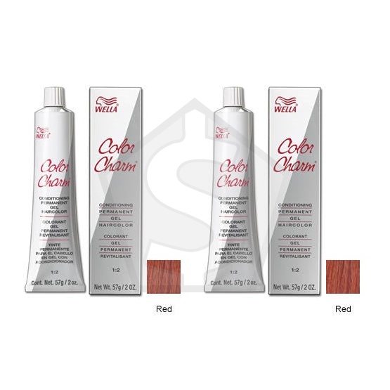 WELLA Color Charm Permanent Hair Color Gel Tube - 7R/810 Red - Pack of 2