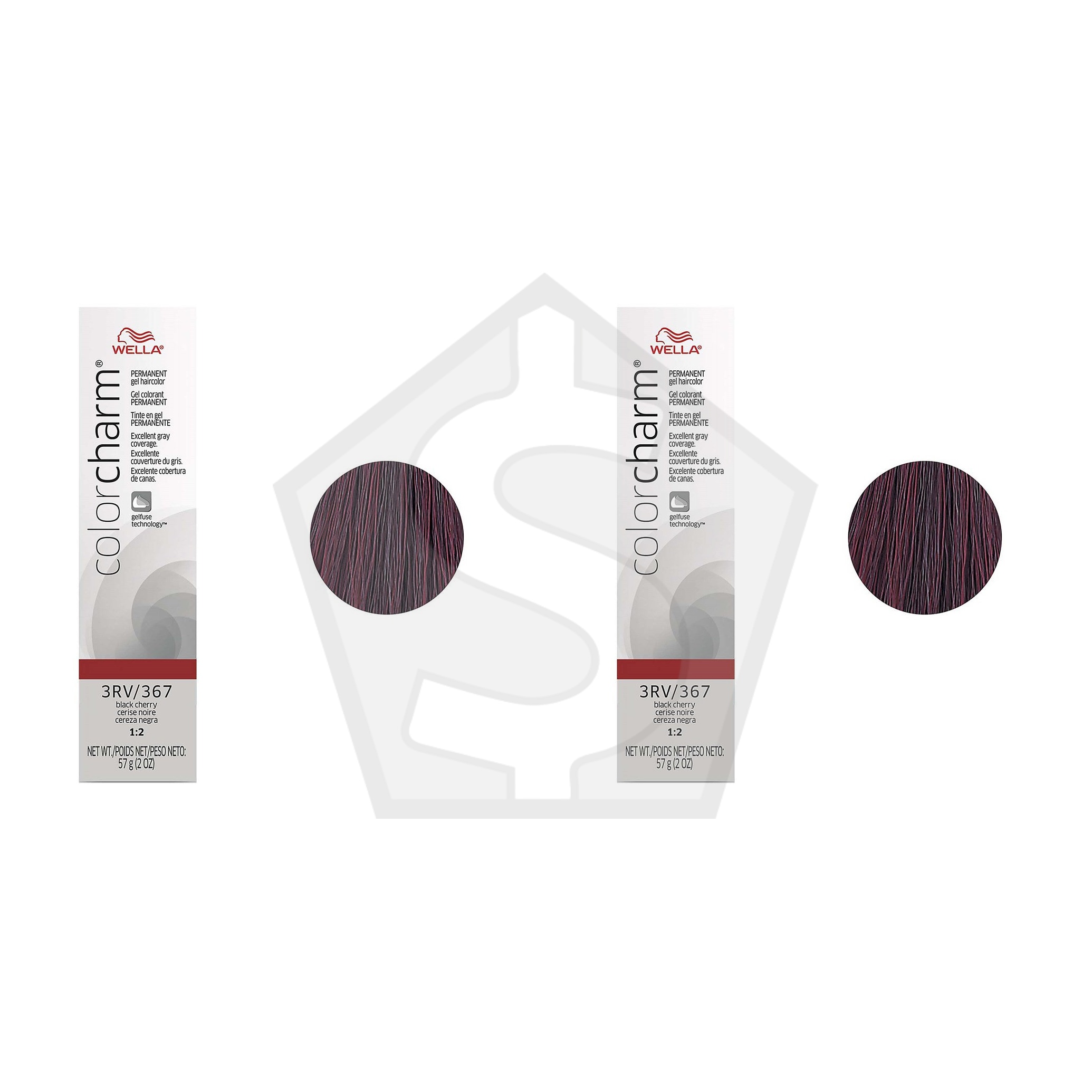 WELLA Color Charm Permanent Hair Color Gel Tube - 3RV/367 Black Cherry - Pack of 2
