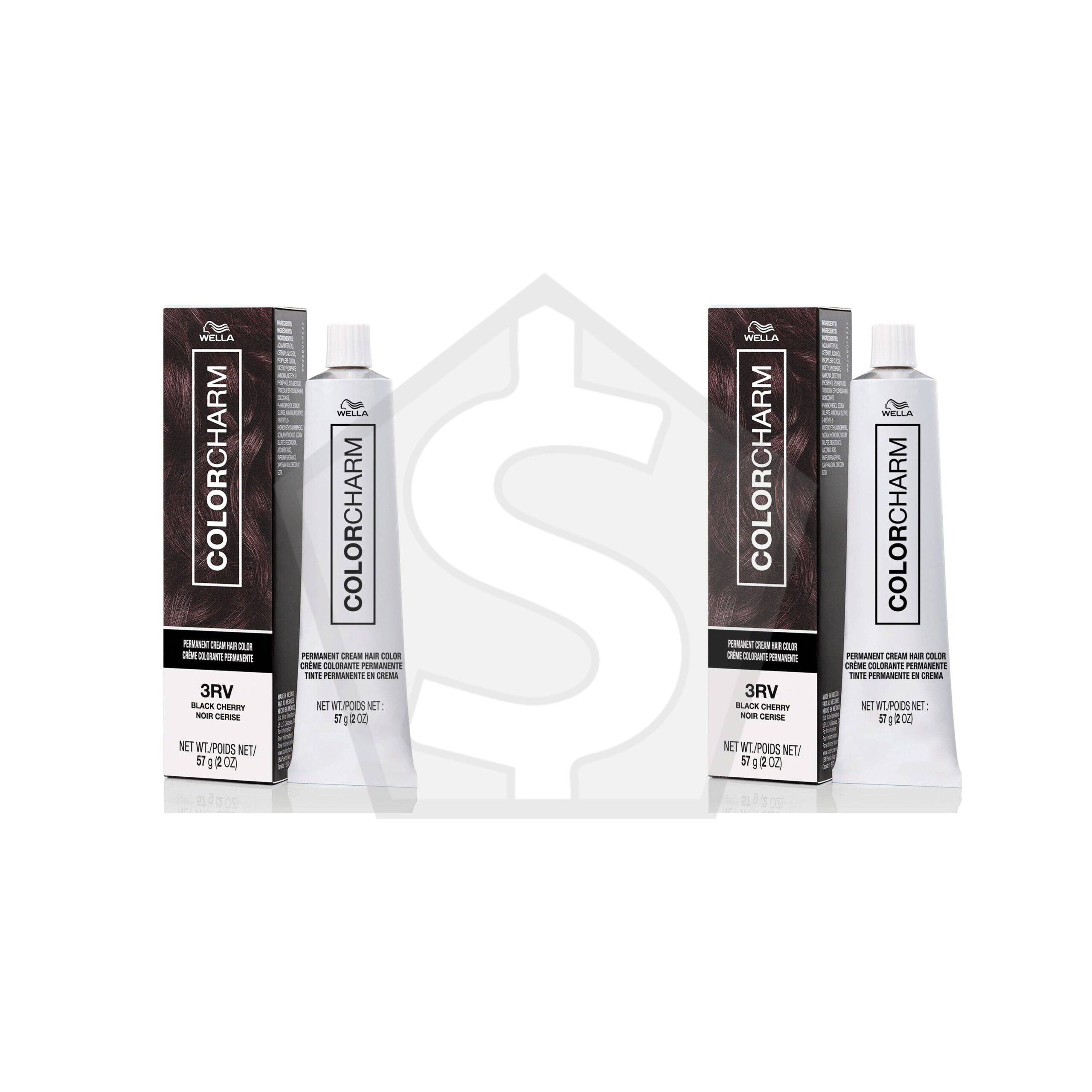 WELLA Color Charm Permanent Cream Hair Color (2oz) - 3RV Black Cherry - Pack of 2