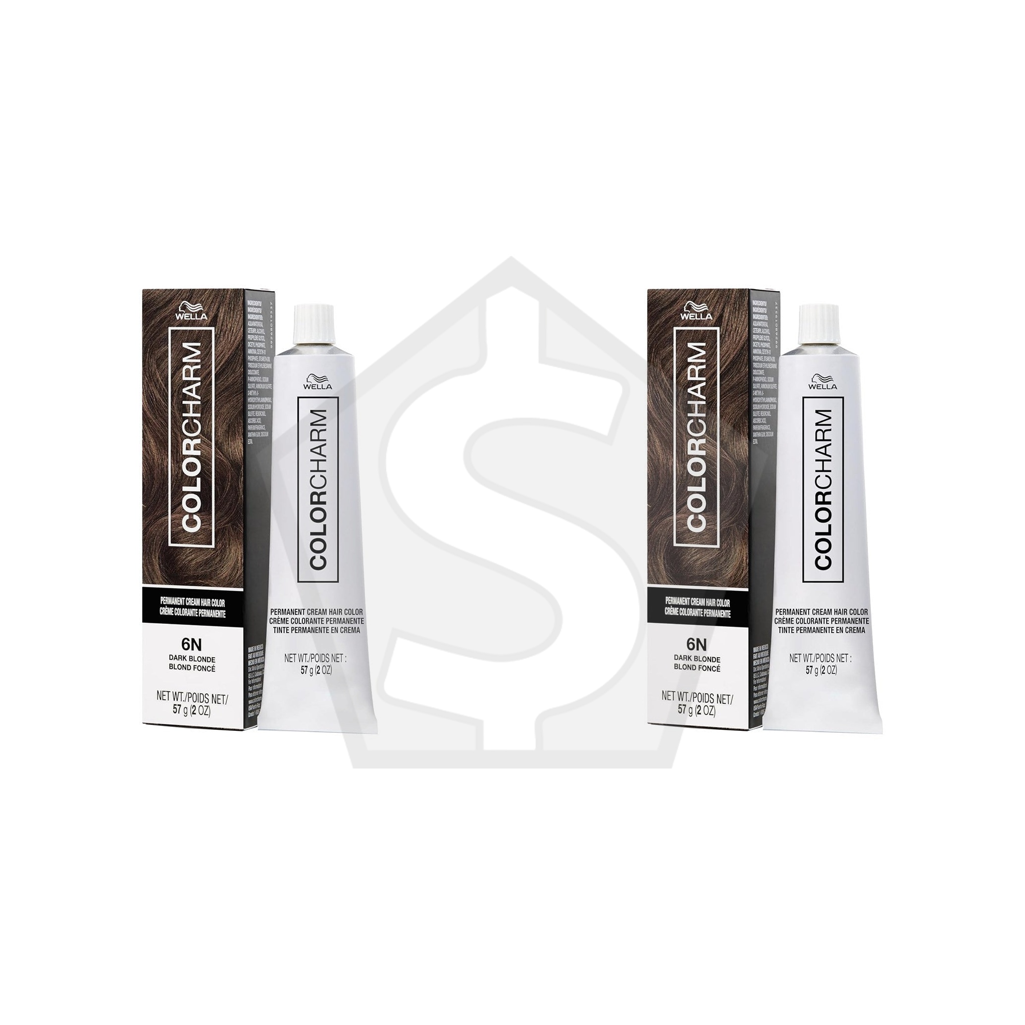 WELLA Color Charm Permanent Cream Hair Color (2oz) - 6N Dark Blonde - Pack of 2