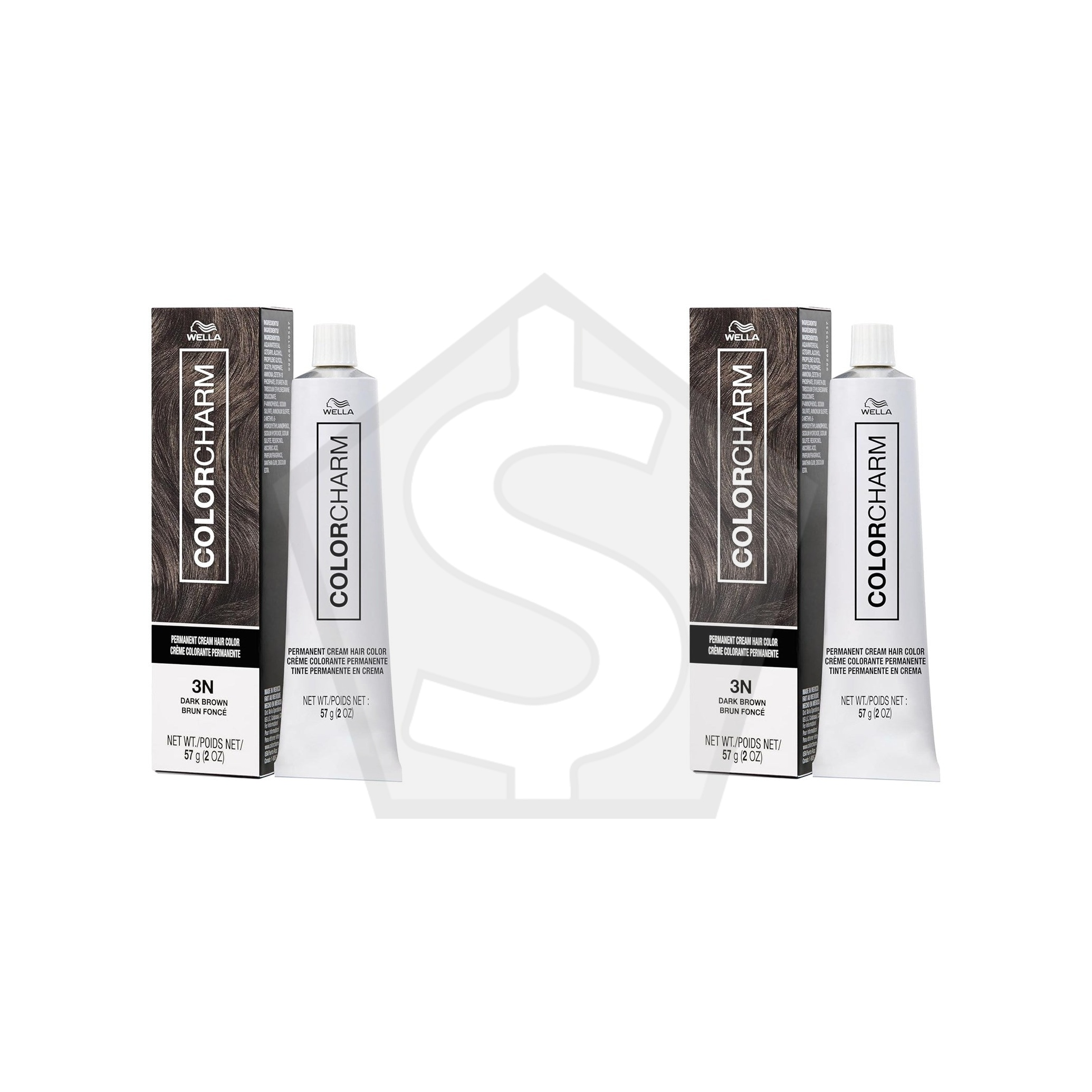 WELLA Color Charm Permanent Cream Hair Color (2oz) - 3N Dark Brown - Pack of 2