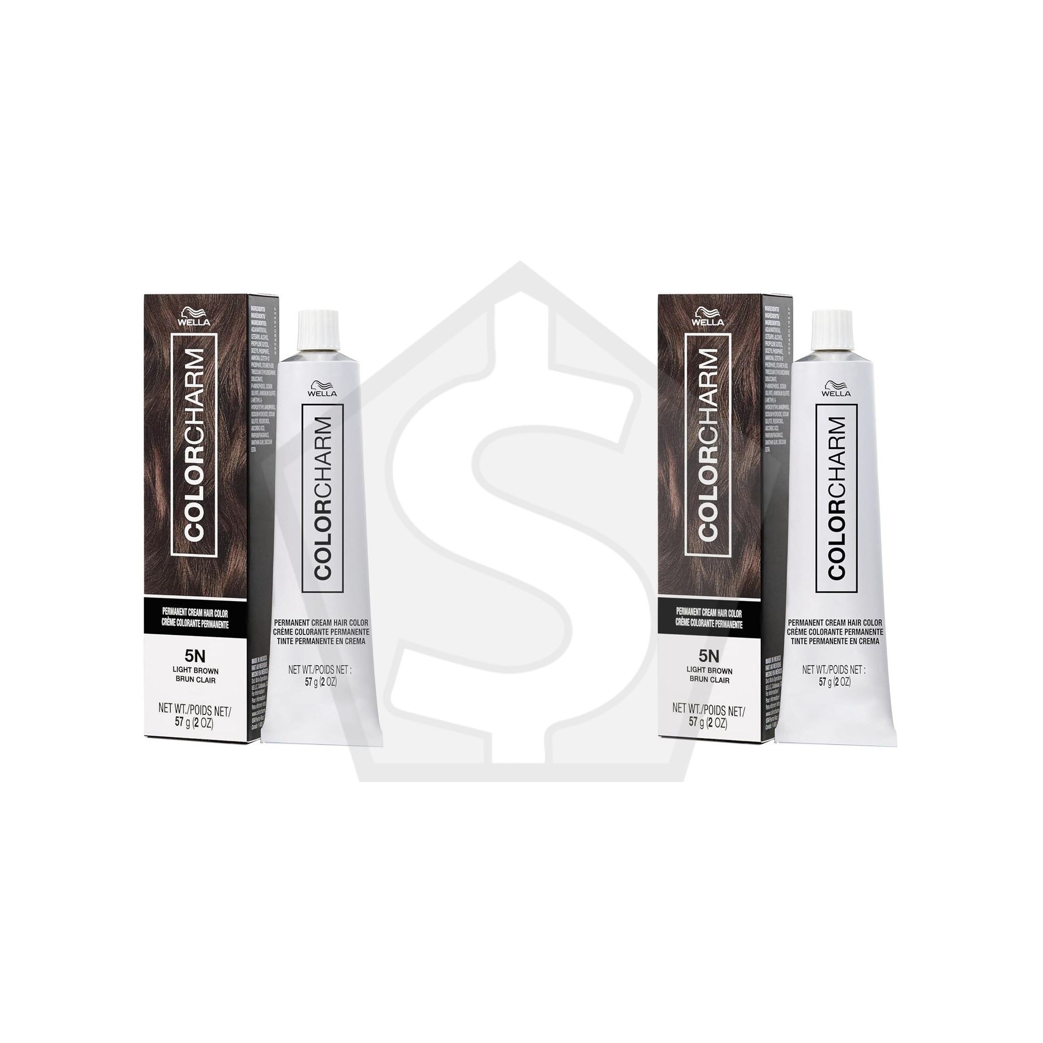 WELLA Color Charm Permanent Cream Hair Color (2oz) - 5N Light Brown - Pack of 2