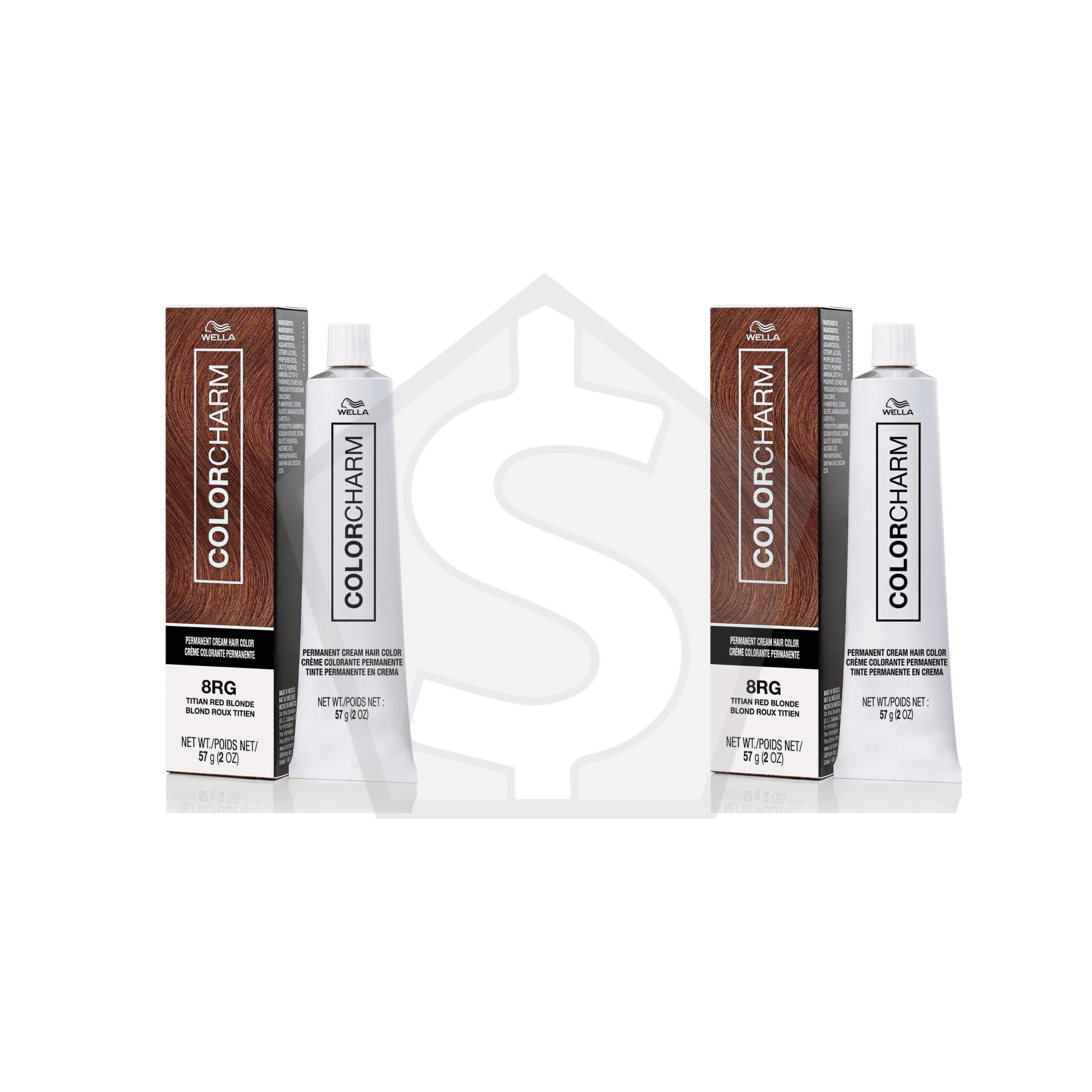 WELLA Color Charm Permanent Cream Hair Color (2oz) - 8RG Titian Red Blonde - Pack of 2