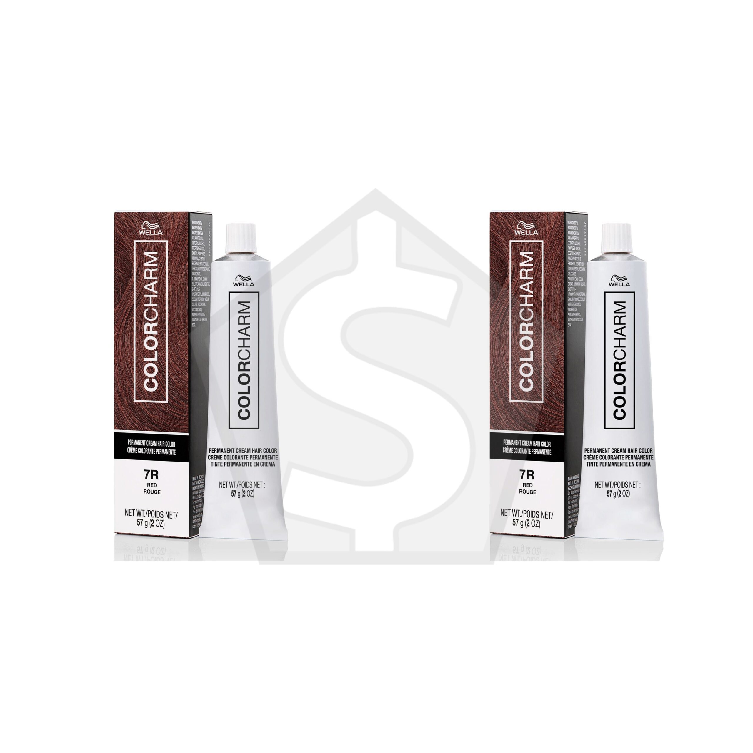 WELLA Color Charm Permanent Cream Hair Color (2oz) - 7R Red - Pack of 2