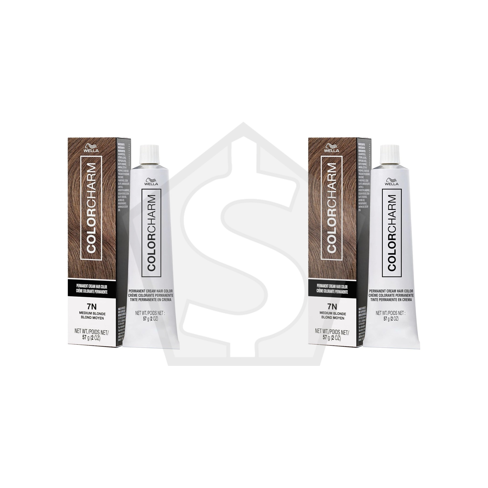 WELLA Color Charm Permanent Cream Hair Color (2oz) - 7N Medium Blonde - Pack of 2