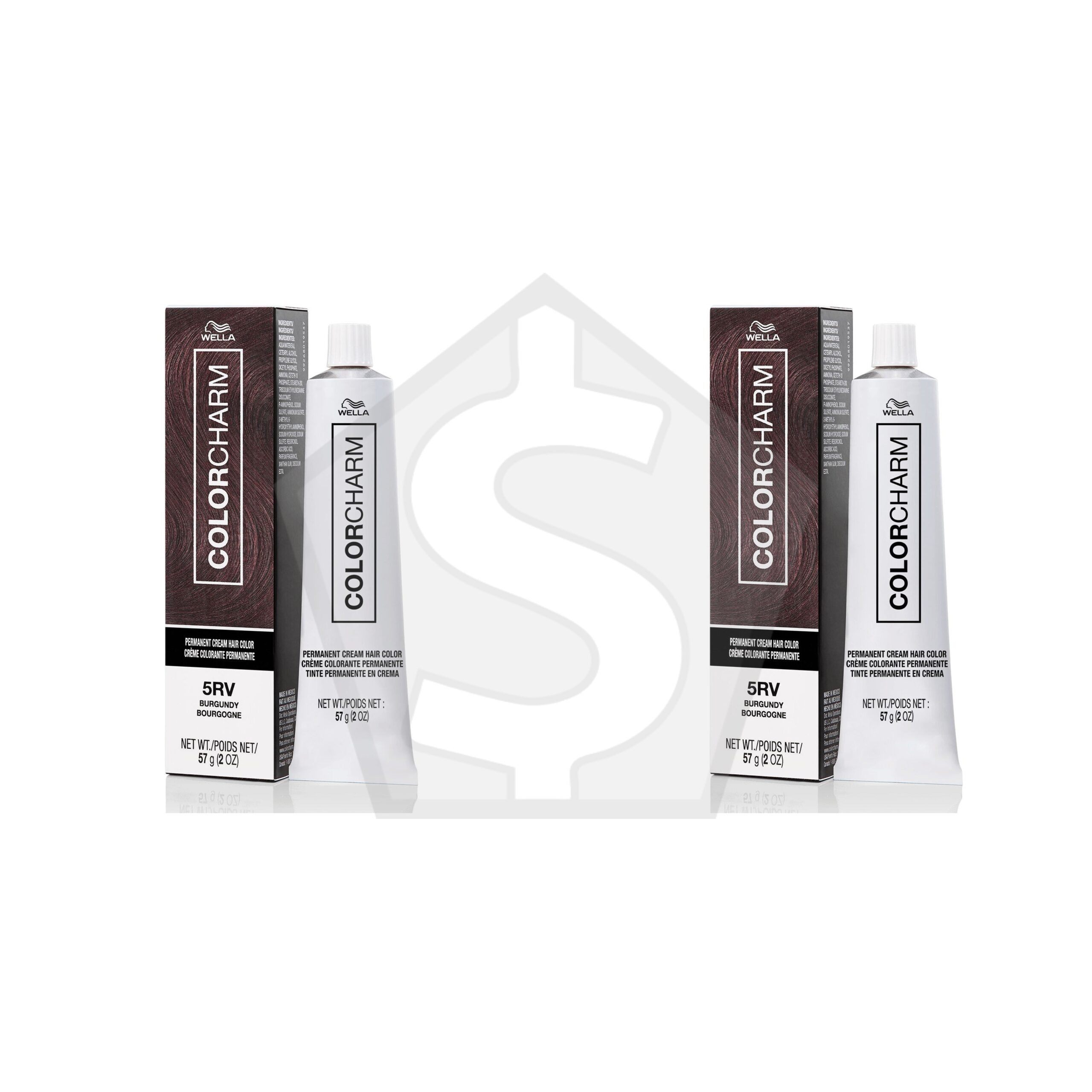 WELLA Color Charm Permanent Cream Hair Color (2oz) - 5RV Burgundy - Pack of 2