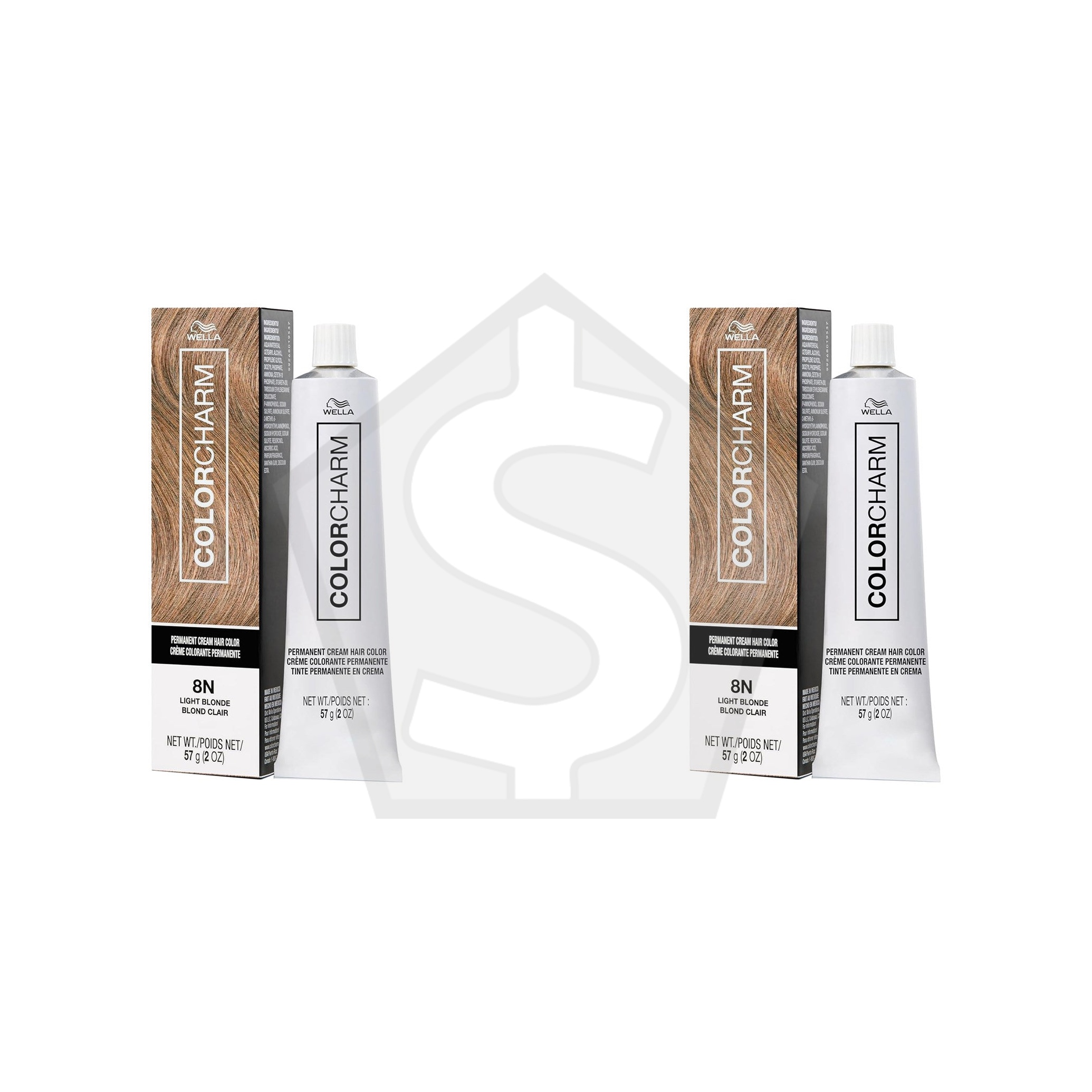 WELLA Color Charm Permanent Cream Hair Color (2oz) - 8N Light Blonde - Pack of 2