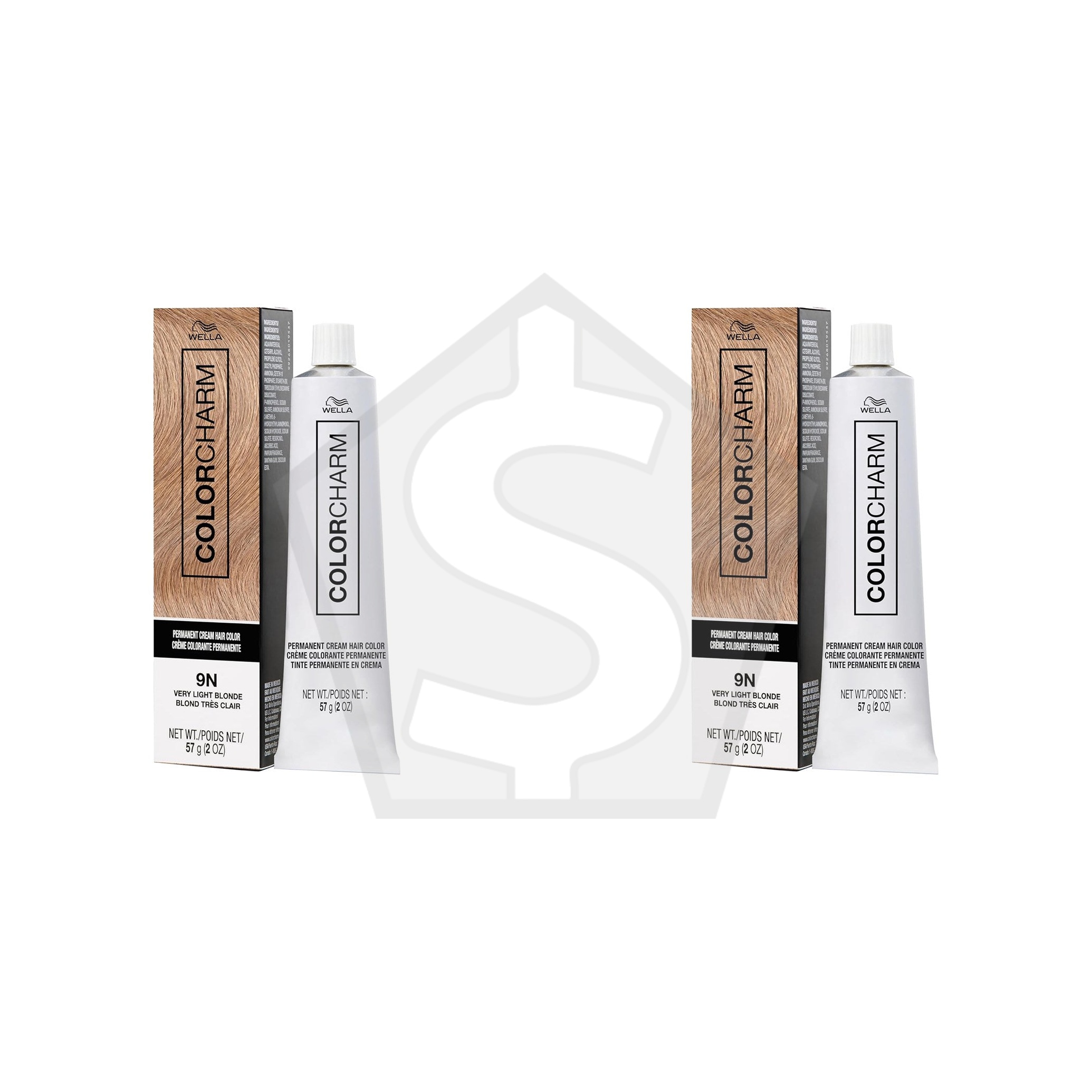 WELLA Color Charm Permanent Cream Hair Color (2oz) - 9N Very Light Blonde - Pack of 2