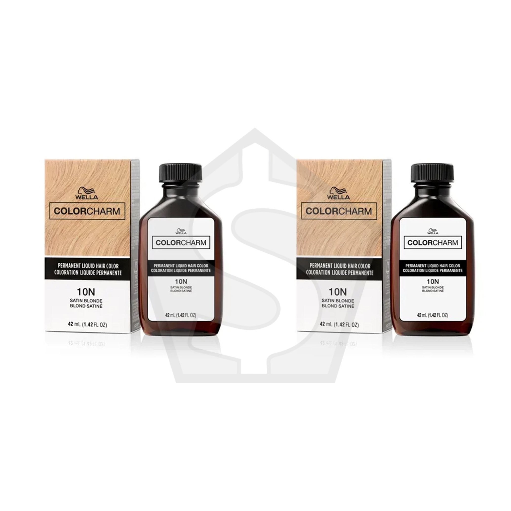 Bundle of 2 - WELLA Color Charm Permanent Liquid Hair color (1.42oz) - 10N/1001 Satin Blonde