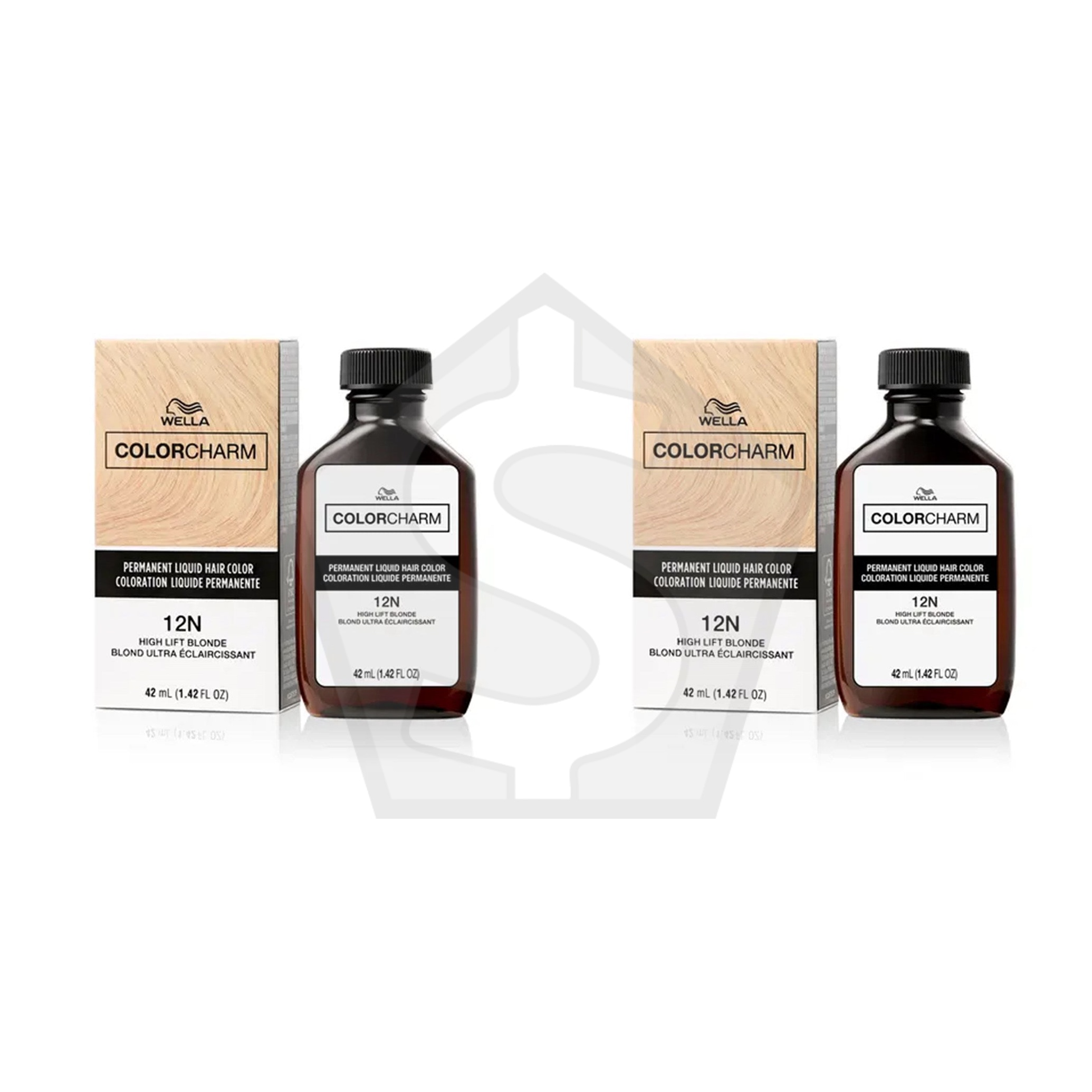 Bundle of 2 - WELLA Color Charm Permanent Liquid Hair color (1.42oz) - 12N/1200 High Lift Blonde