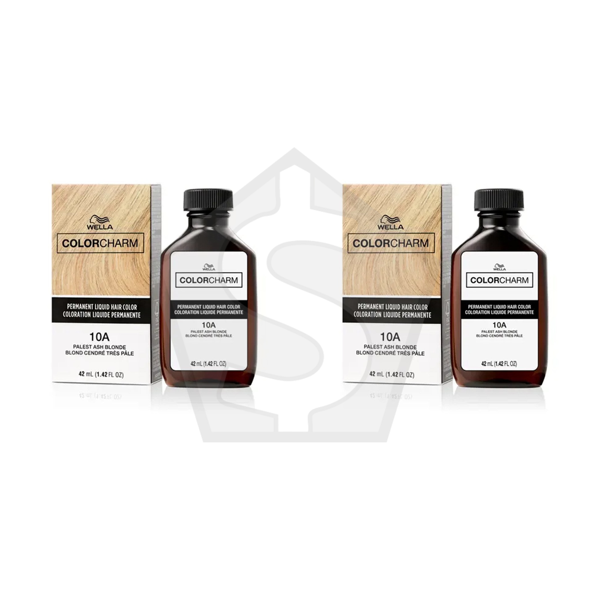 Bundle of 2 - WELLA Color Charm Permanent Liquid Hair color (1.42oz) - 10A/1030 Palest Ash Blonde