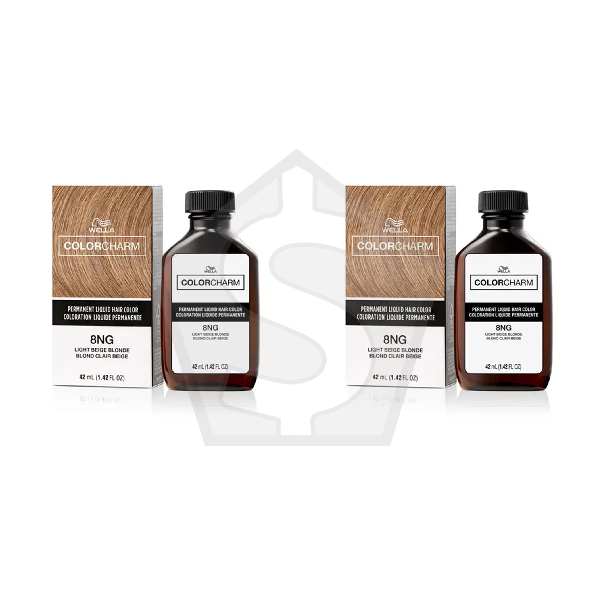 Bundle of 2 - WELLA Color Charm Permanent Liquid Hair color (1.42oz) - 8NG Light Beige Blonde