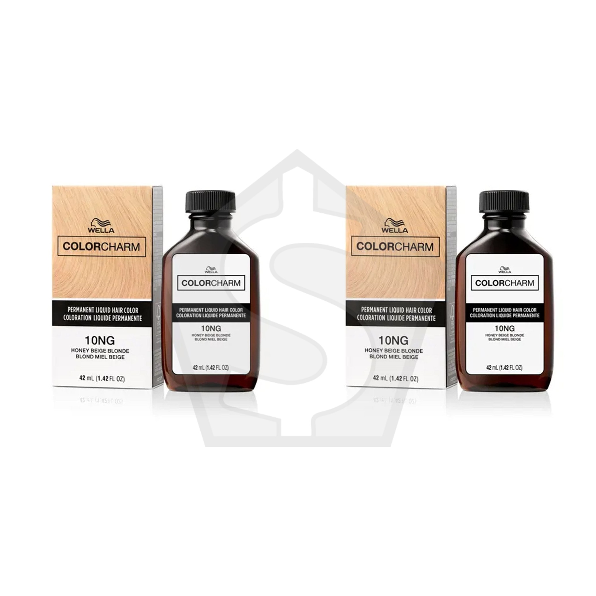 Bundle of 2 - WELLA Color Charm Permanent Liquid Hair color (1.42oz) - 10NG/1070 Honey Beige Blonde