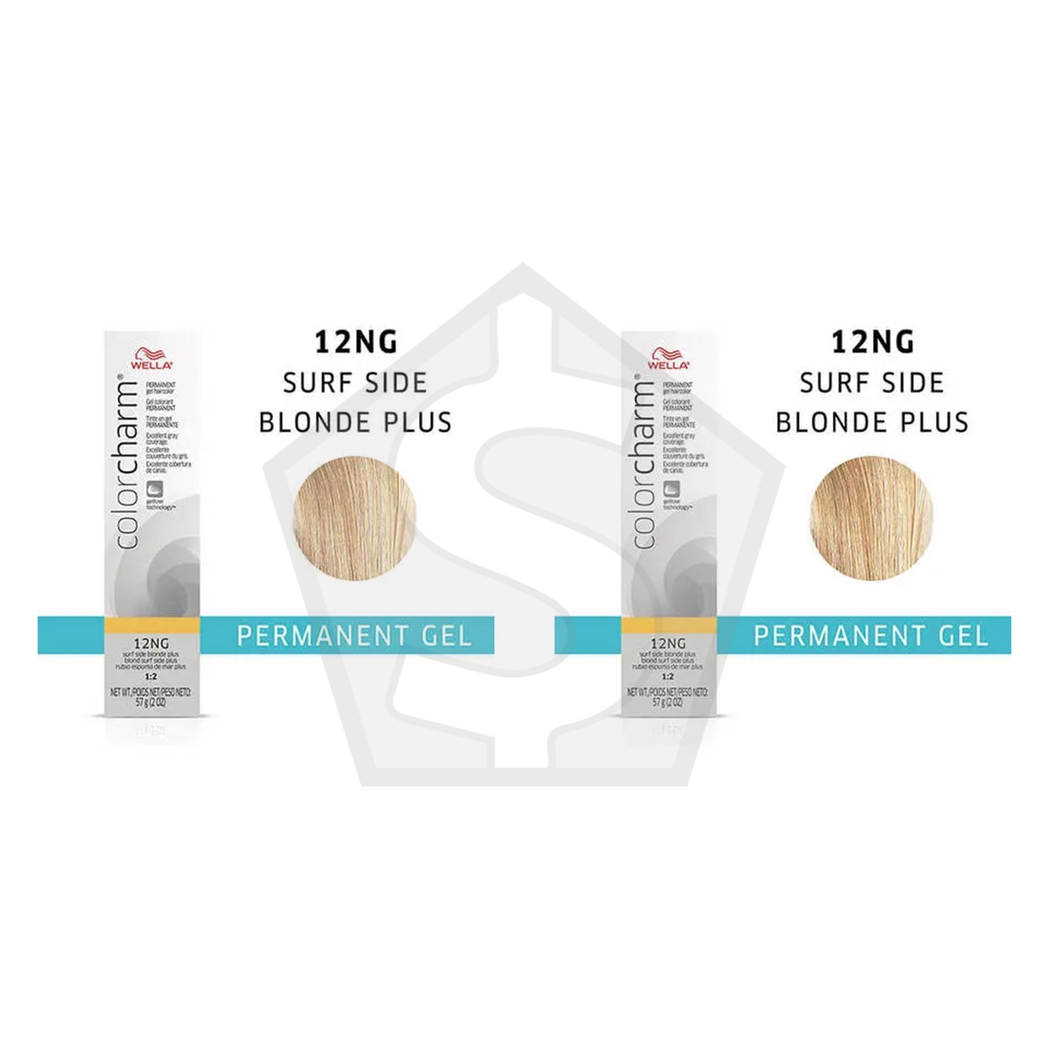 Bundle of 2 - WELLA Color Charm Permanent Liquid Hair color (1.42oz) - 12NG Surf Side Blonde Plus