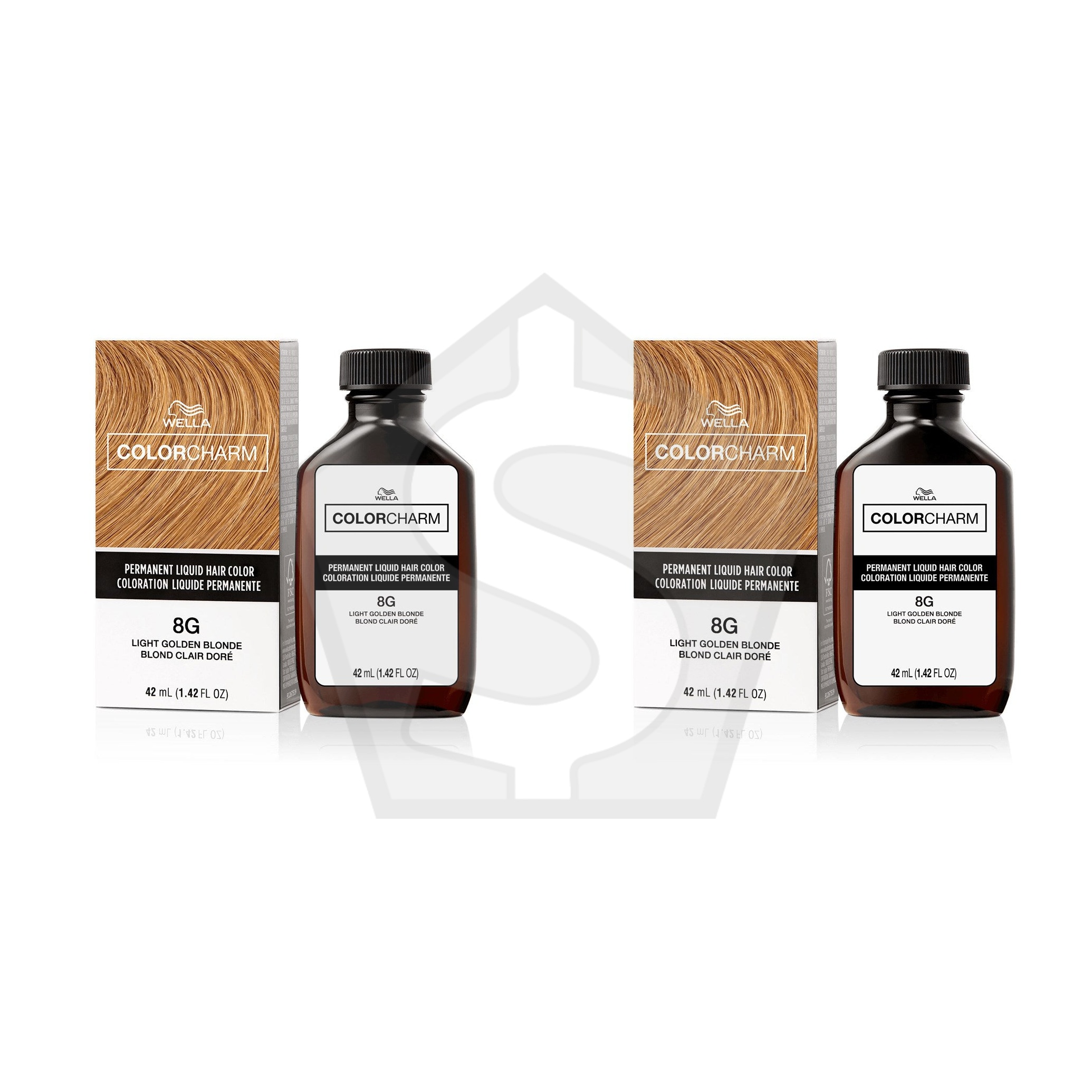 Bundle of 2 - WELLA Color Charm Permanent Liquid Hair color (1.42oz) - 8G/841 Light Golden Blonde