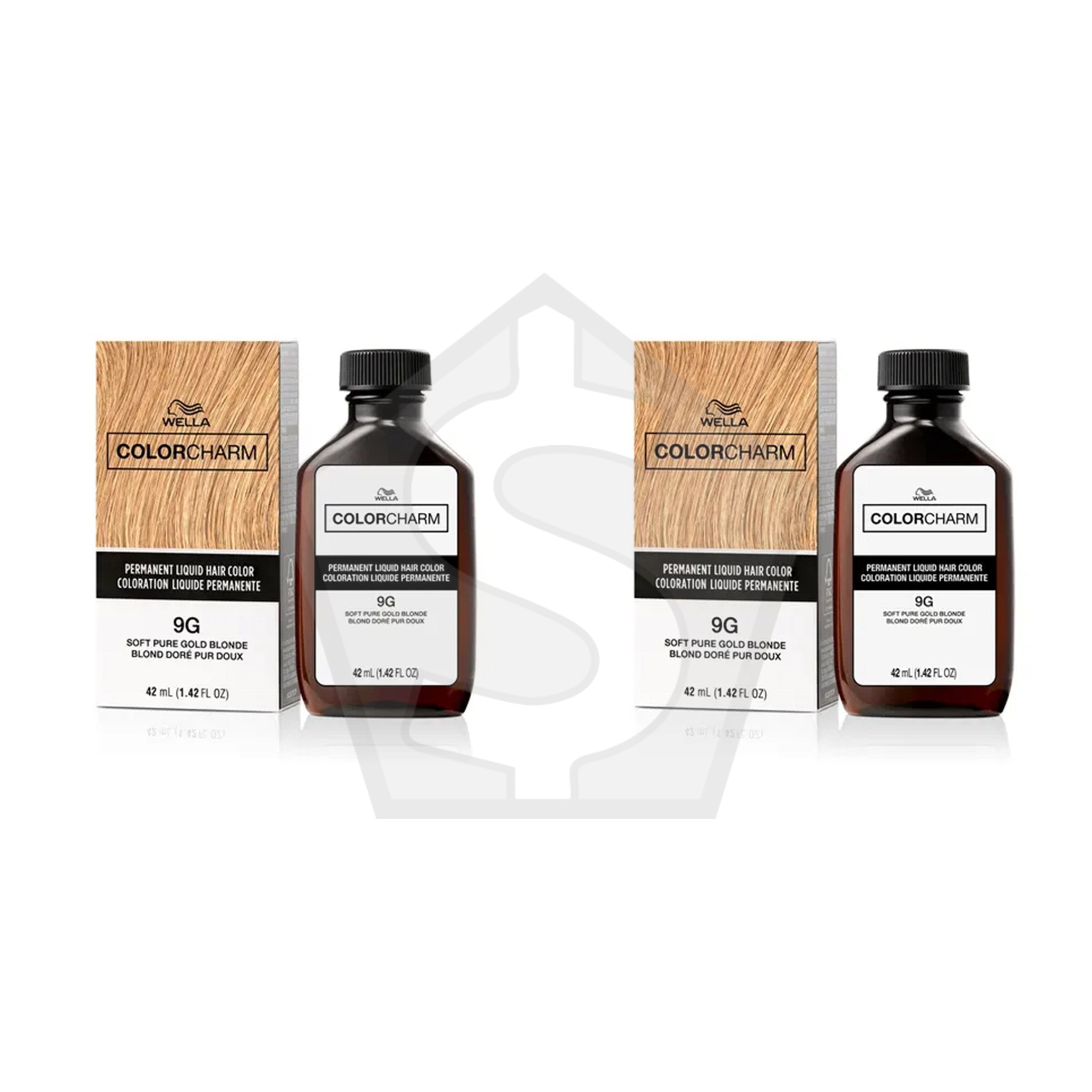 Bundle of 2 - WELLA Color Charm Permanent Liquid Hair color (1.42oz) - 9G Soft Pure Gold Blonde