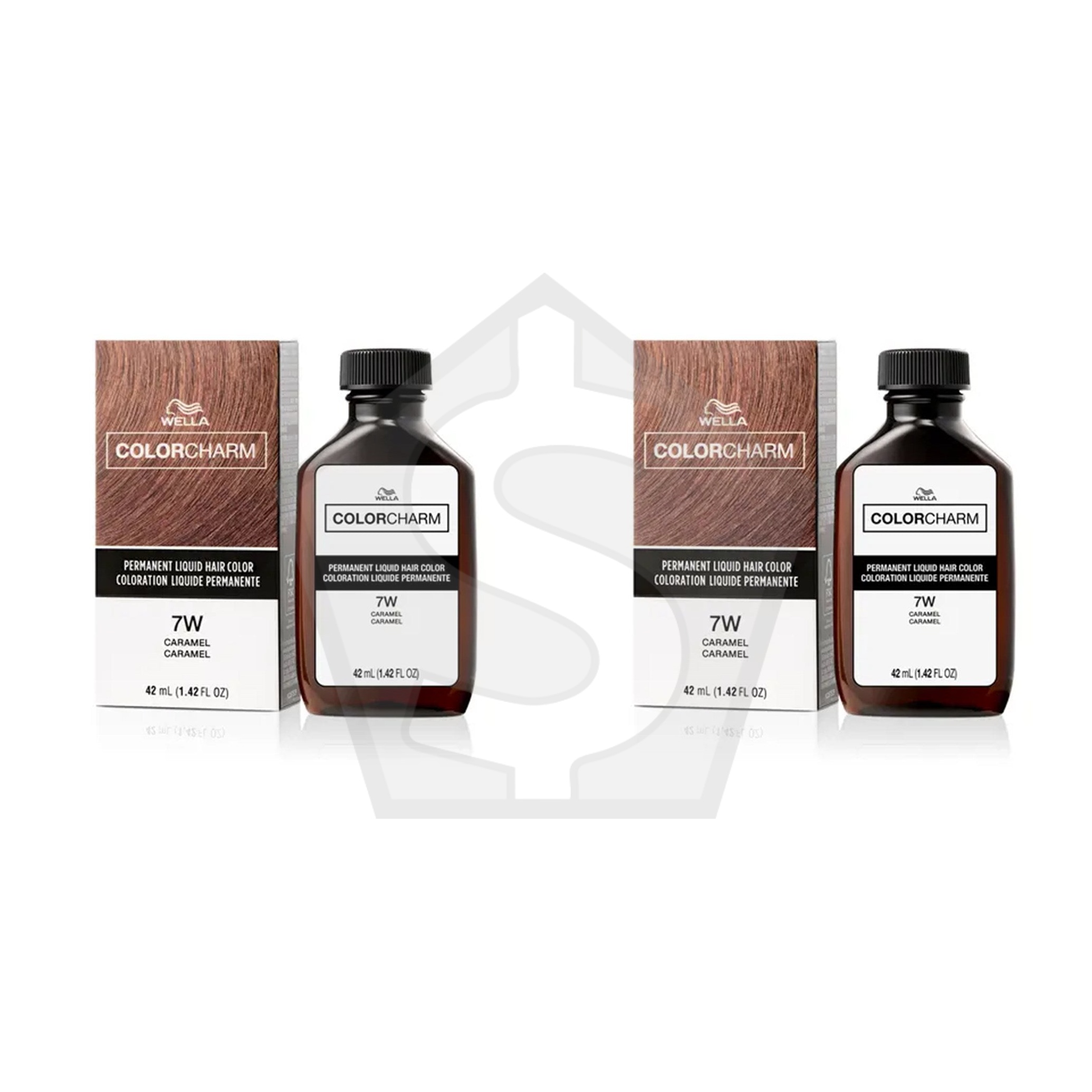 WELLA Color Charm Permanent Liquid Hair color (1.42oz) - 7W Caramel - Pack of 2