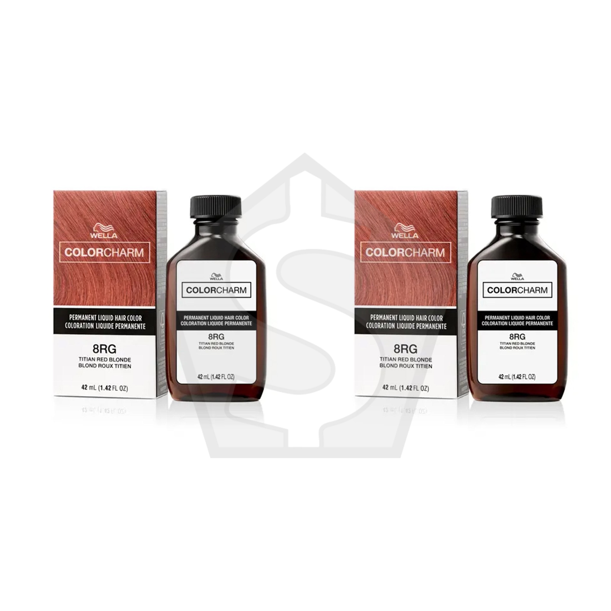 Bundle of 2 - WELLA Color Charm Permanent Liquid Hair color (1.42oz) - 8RG/729 Titan Red Blonde