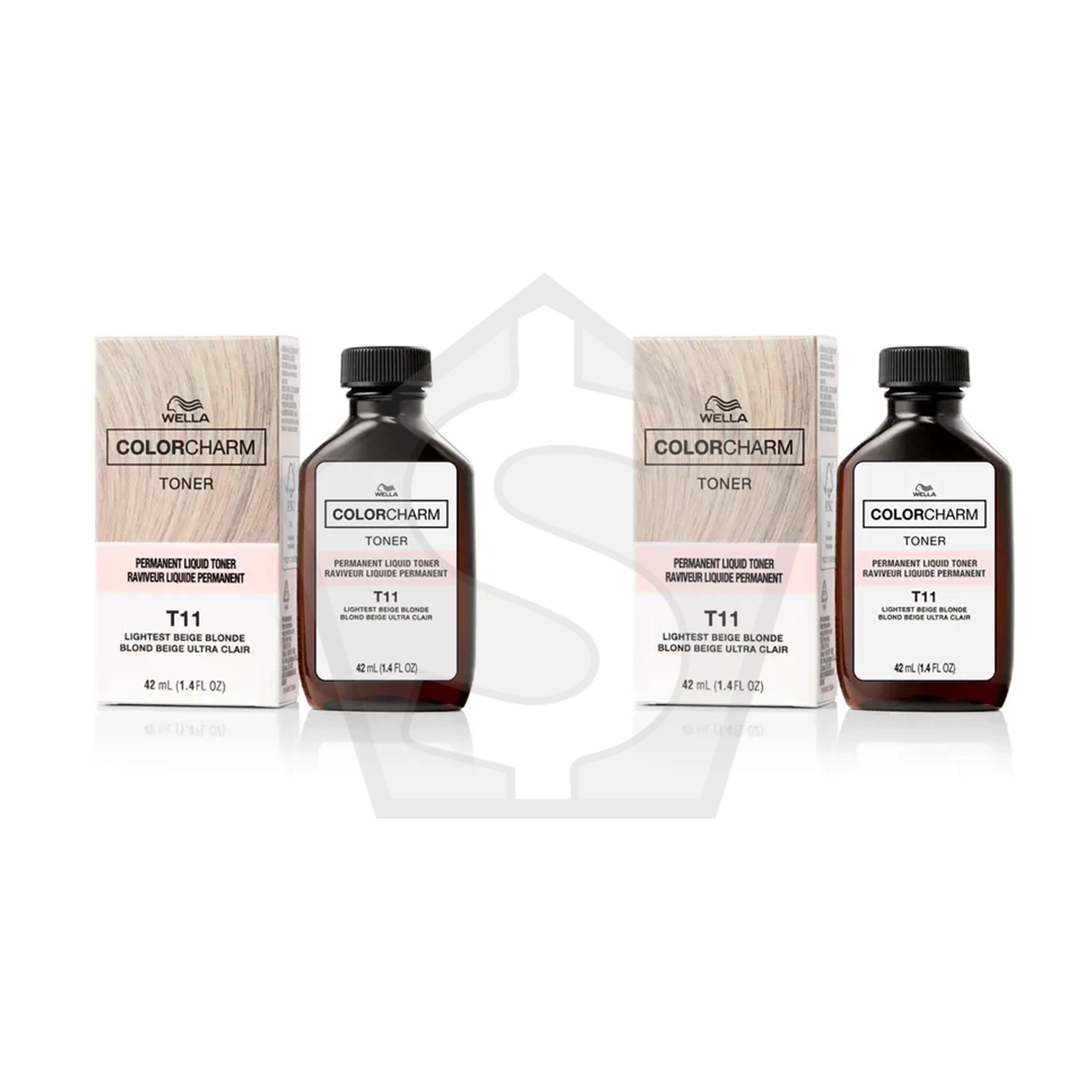 WELLA Color Charm Permanent Liquid Hair color (1.42oz) - T11 Lightest Beige Blonde - Pack of 2