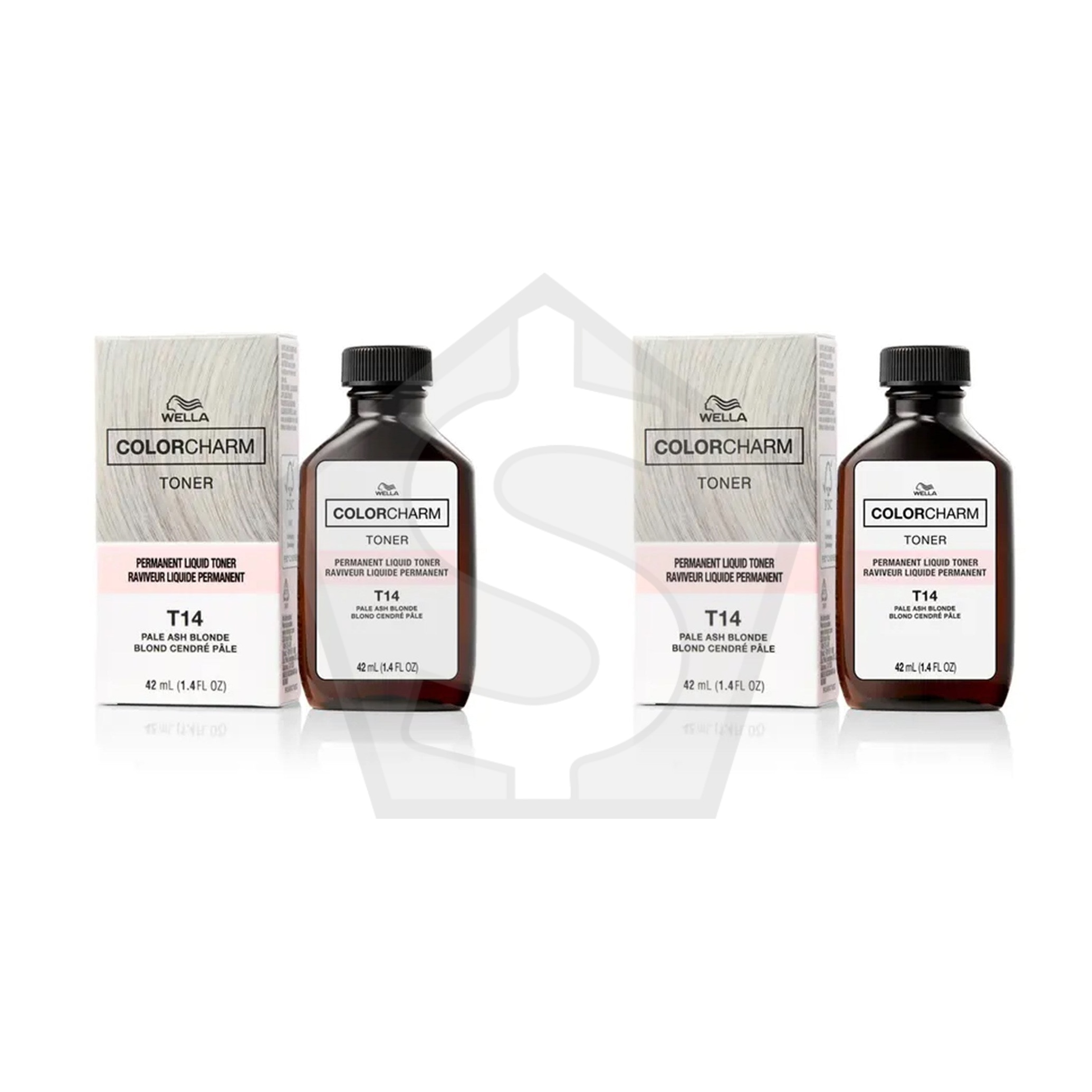 WELLA Color Charm Permanent Liquid Hair color (1.42oz) - T14 Pale Ash Blone - Pack of 2