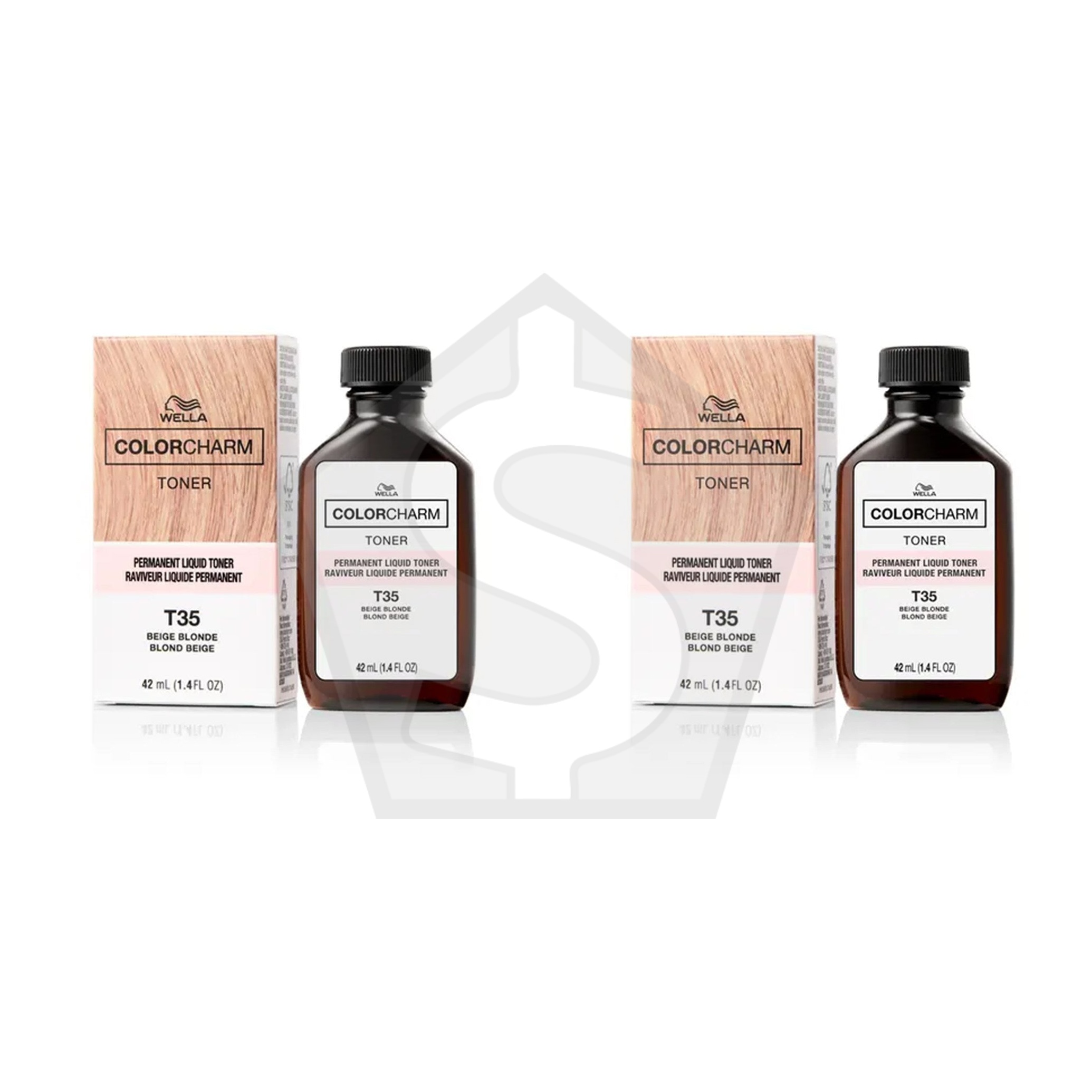 WELLA Color Charm Permanent Liquid Hair color (1.42oz) - T35 Beige Blonde (WEL10653) - Pack of 2